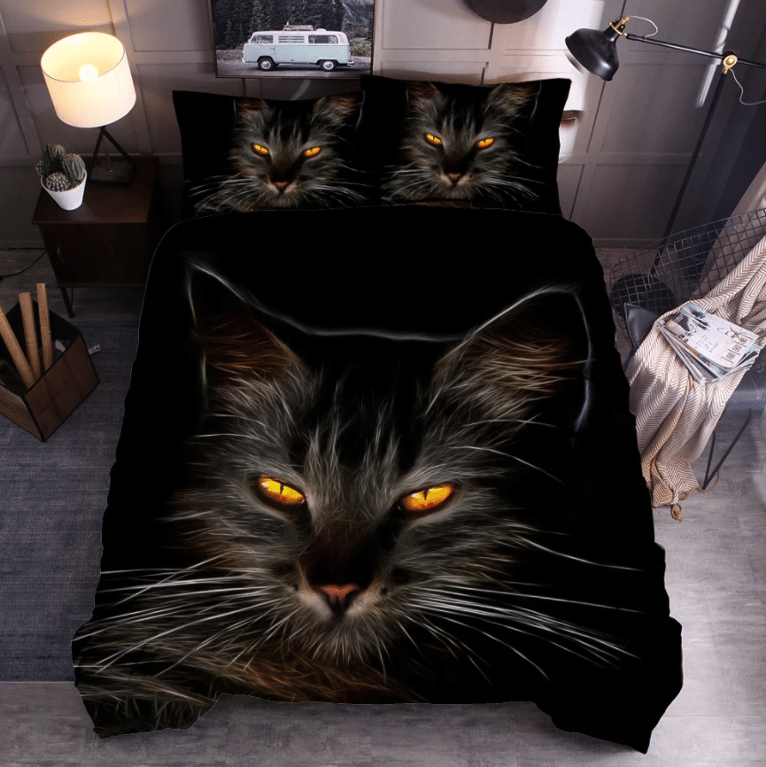 3D Black Cat Bedding Set