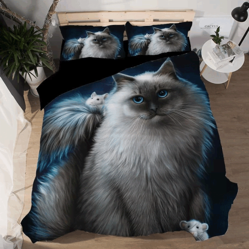 3D Black Cat Bedding Set