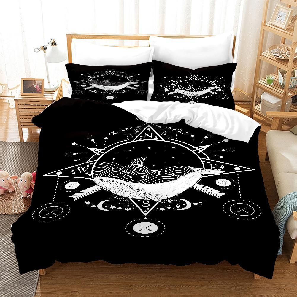 3d Black Planet Moon Bedding Set