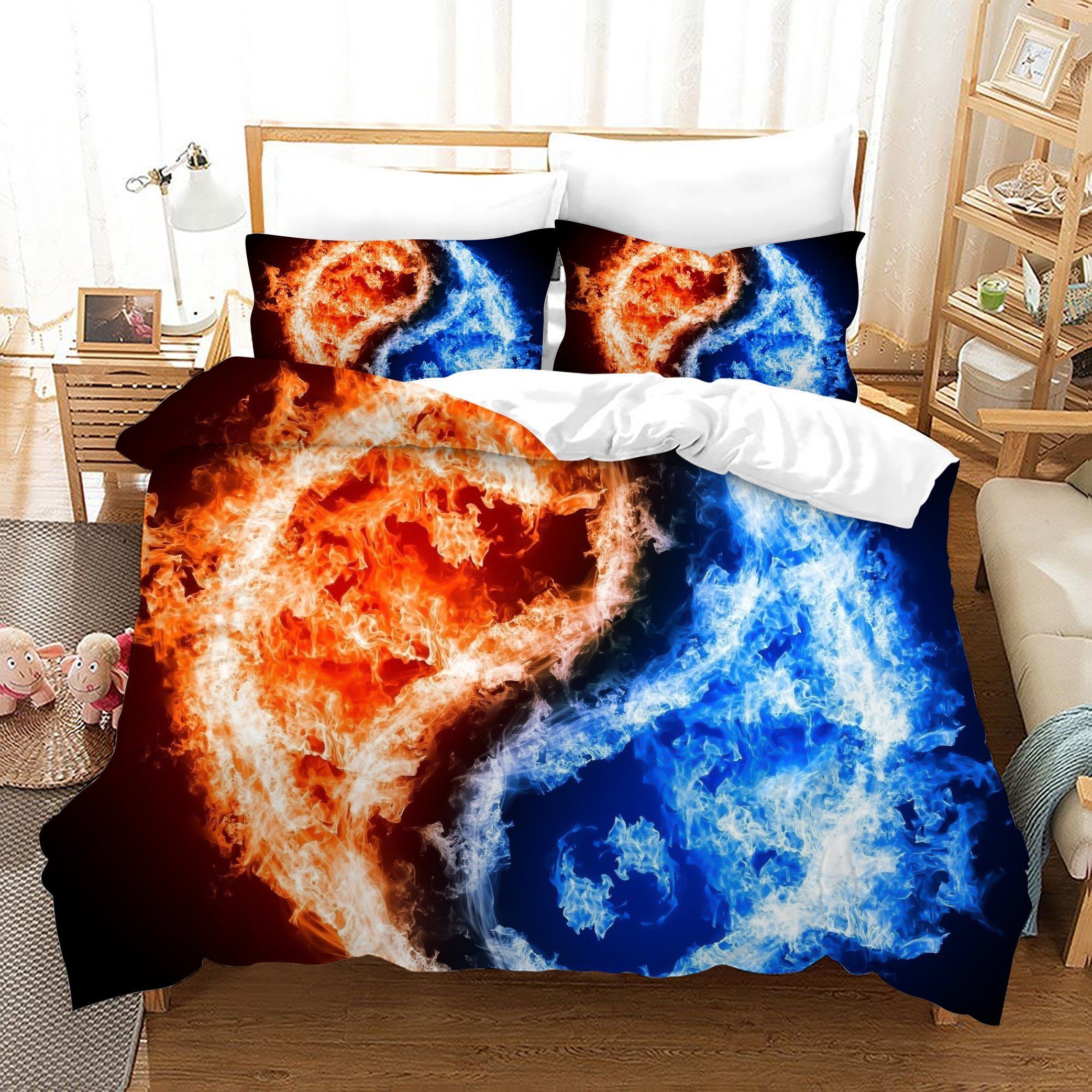 3d Black Red Blue Tai Chi Eight Diagrams Bedding Set