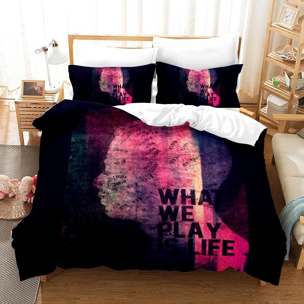 3d Black Red Head Silhouette Bedding Set