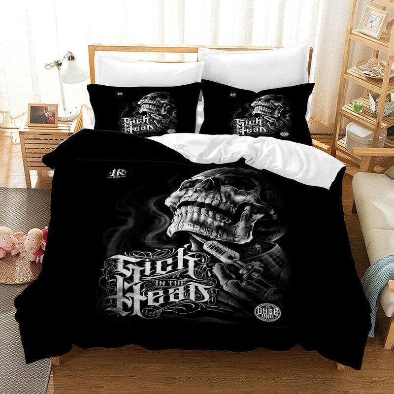 3D Black Skull Gick Hours Printed Bedding Set