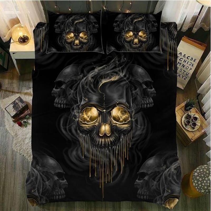 3D Black Skulls Bedding Set
