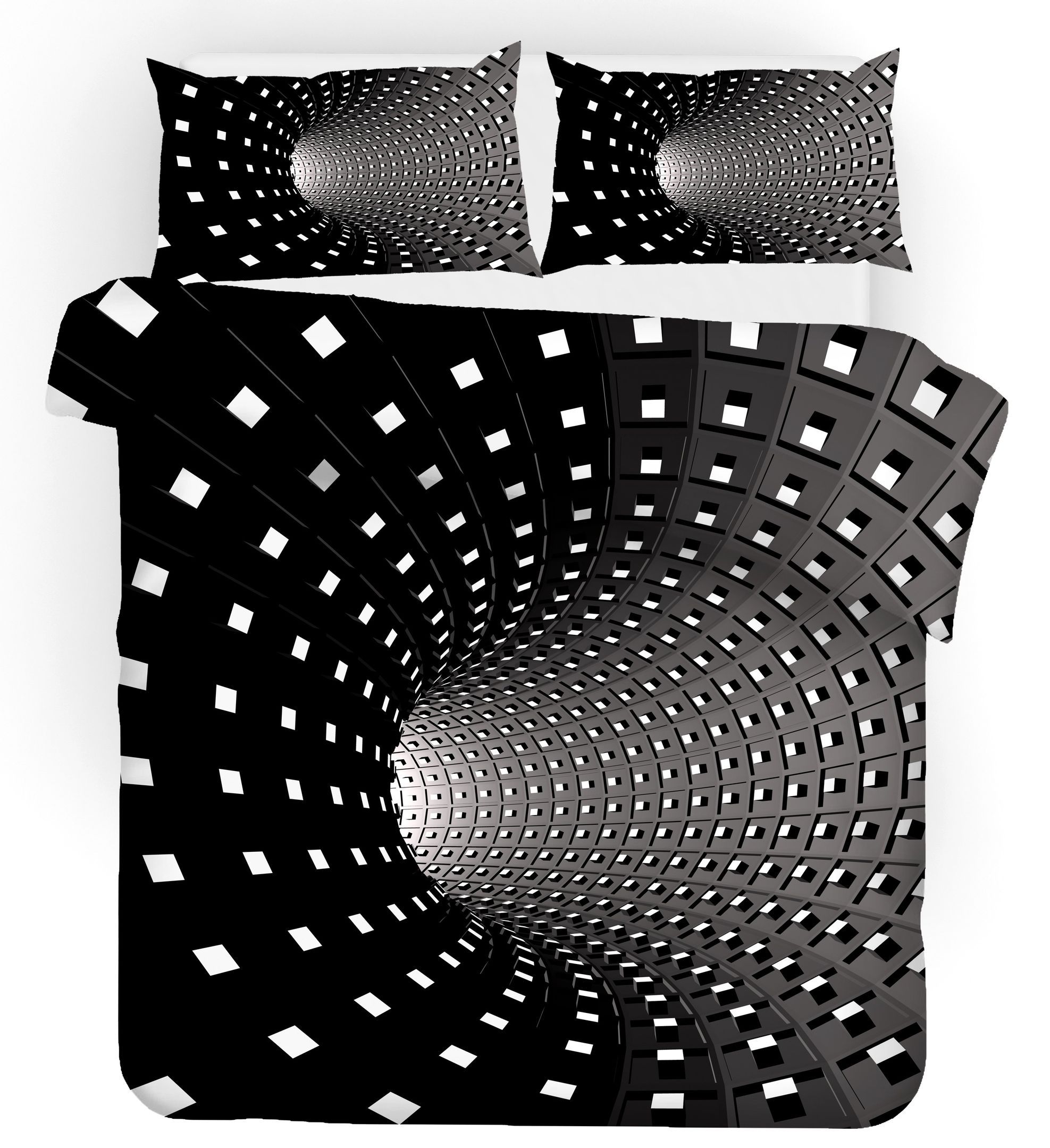 3d Black Tunnel Spiral Bedding Set