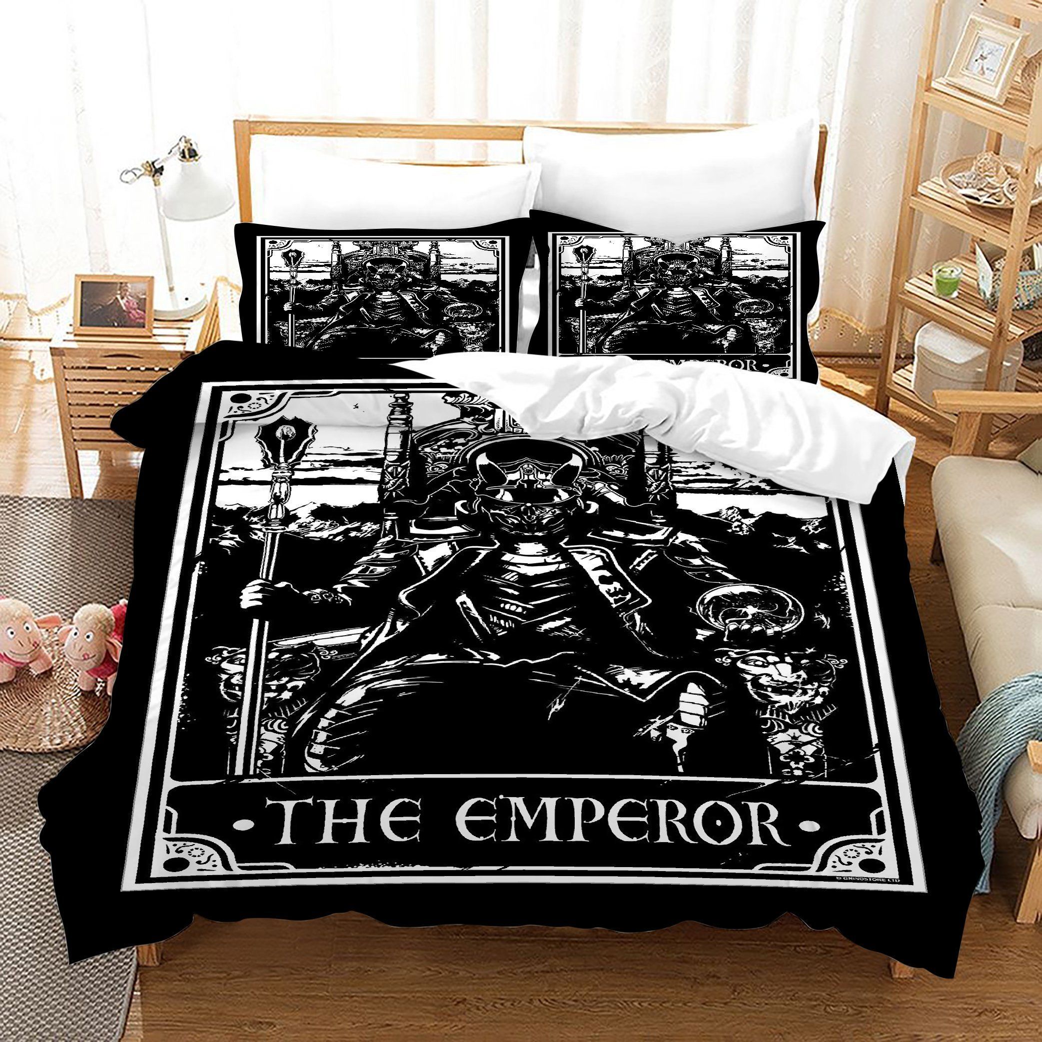 3d Black White Emperor Tarot Bedding Set