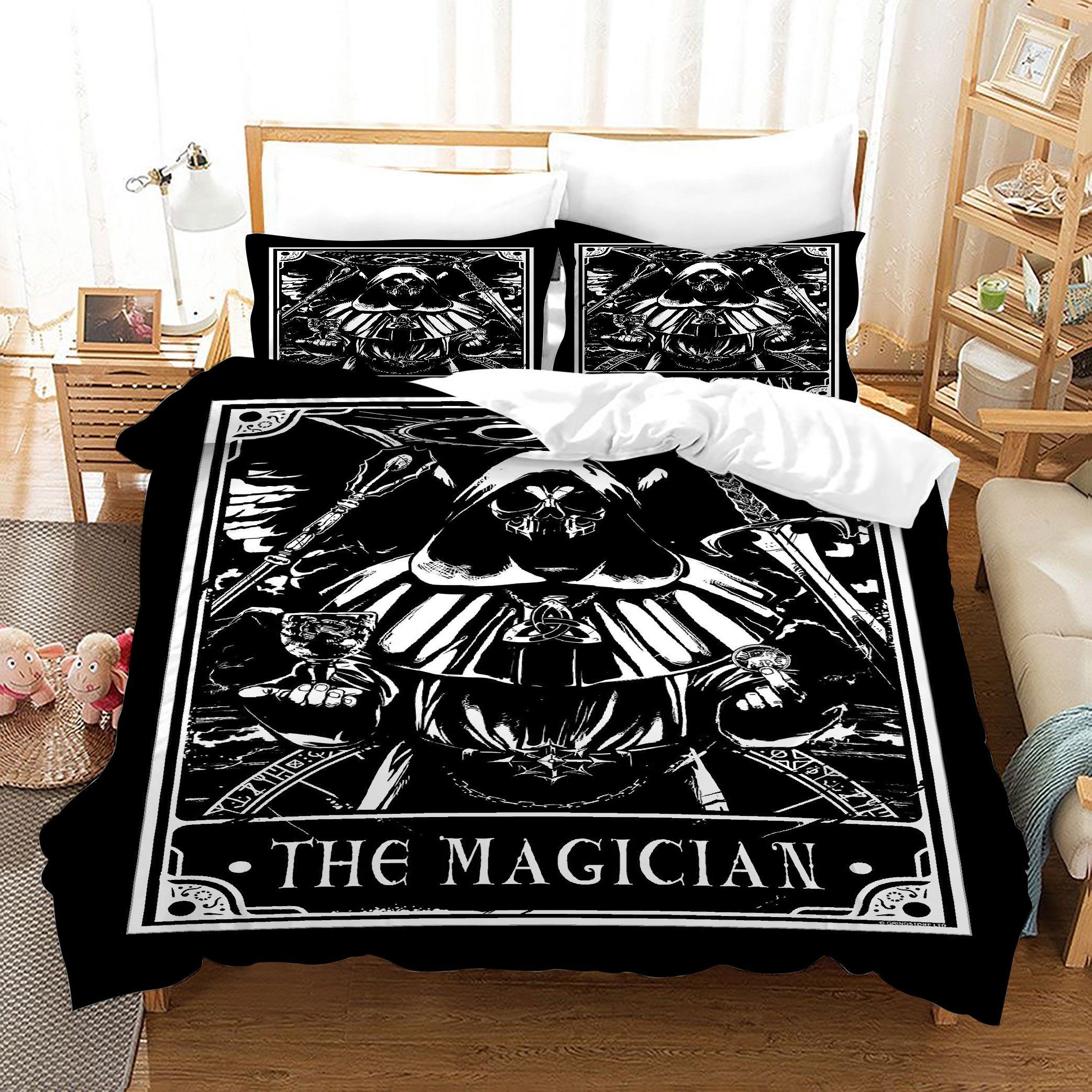 3d Black White Magician Tarot Bedding Set