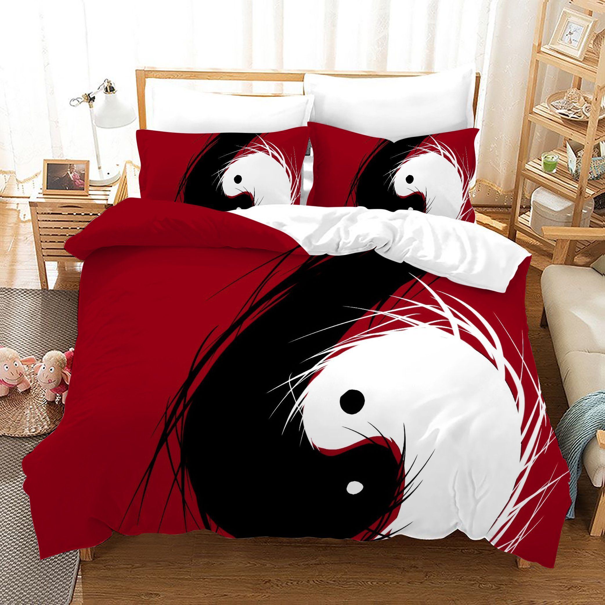 3d Black White Red Tai Chi Eight Diagrams Bedding Set