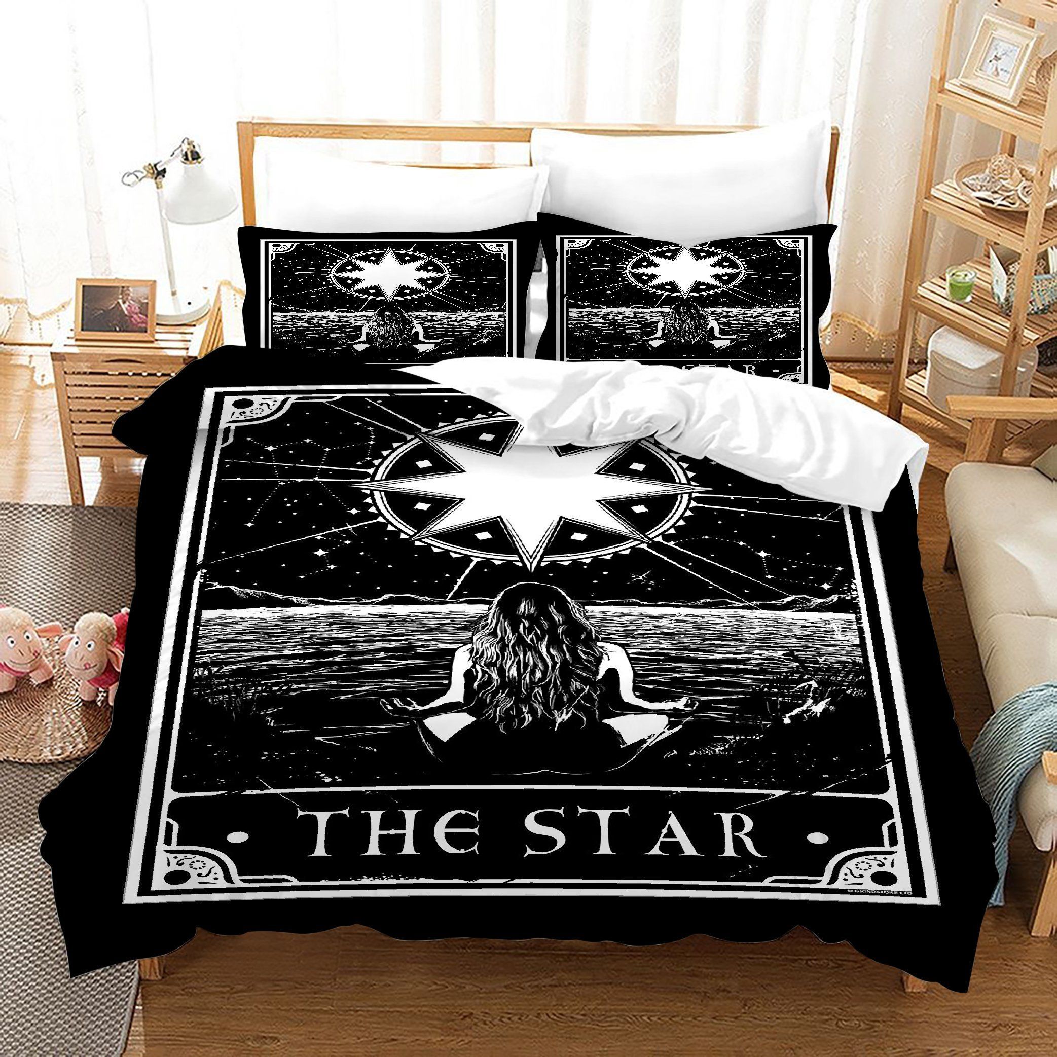 3d Black White Tarot Beauty Star Bedding Set
