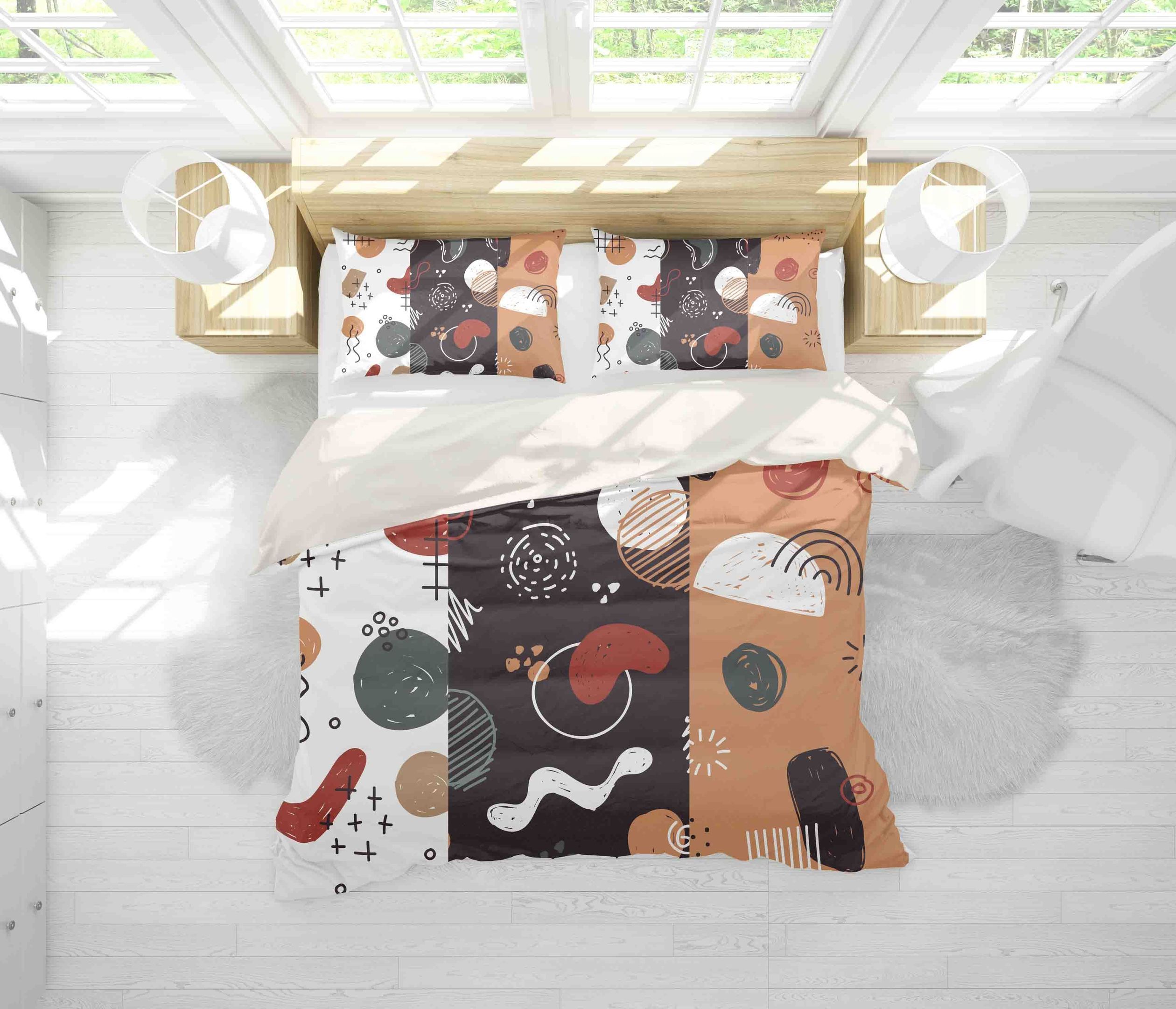 3d Black White Yellow Graffiti Geometric Bedding Set