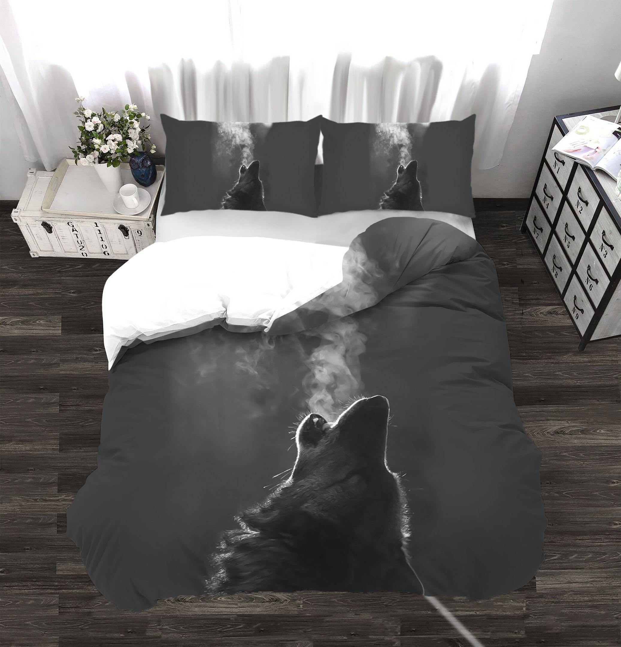 3d Black Wolf Bedding Set