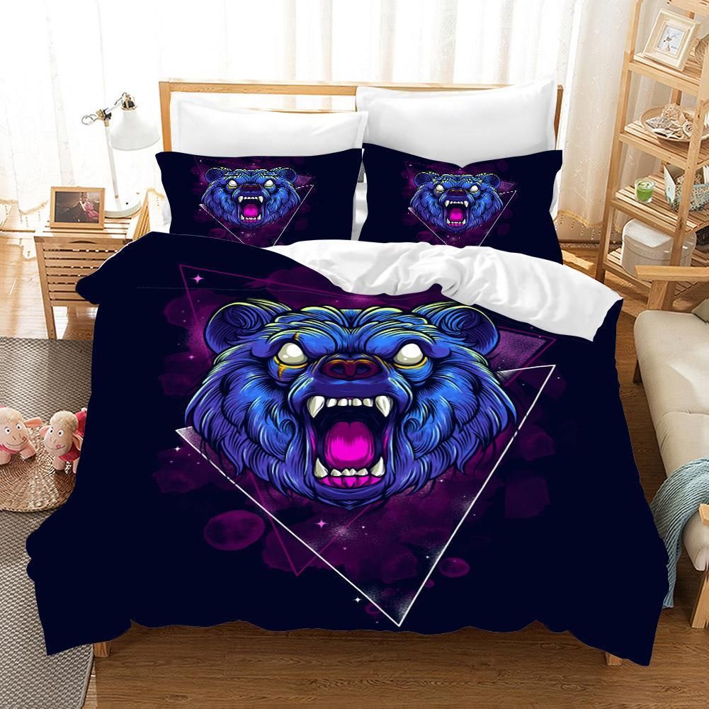 3d Black Wolf Triangle Bedding Set
