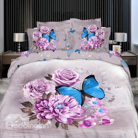 3D Blue Butterfly Bedding Set