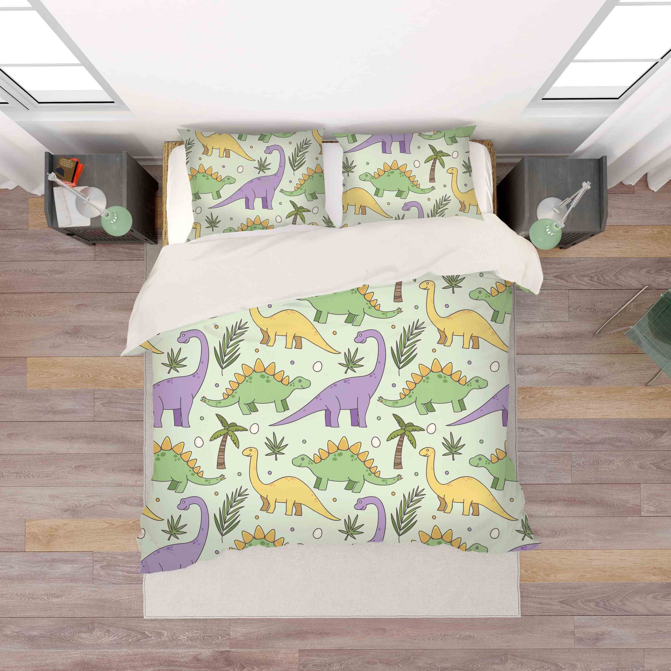 3d Blue Dinosaur Pattern Bedding Set