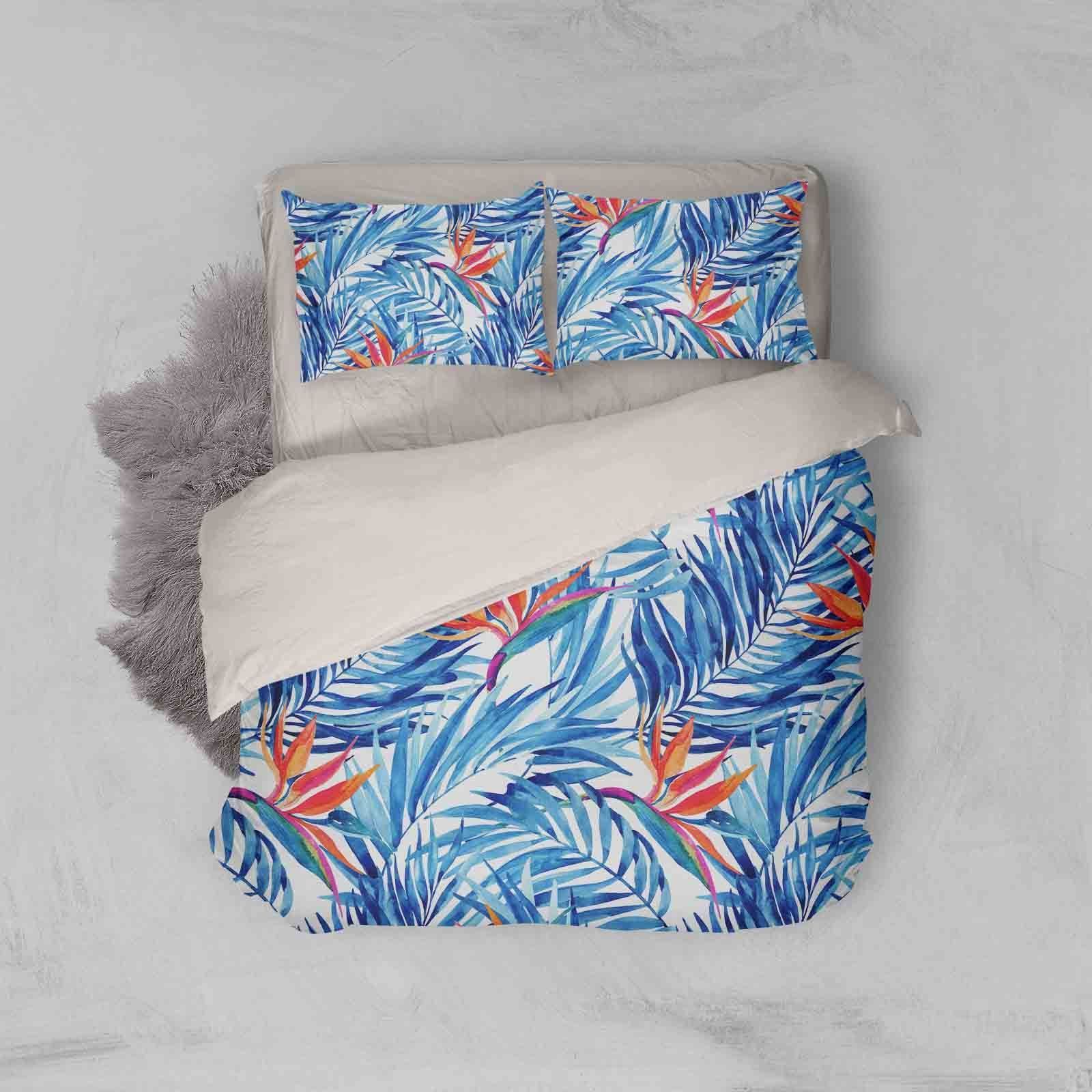 3d Blue Leaves Bedding Set