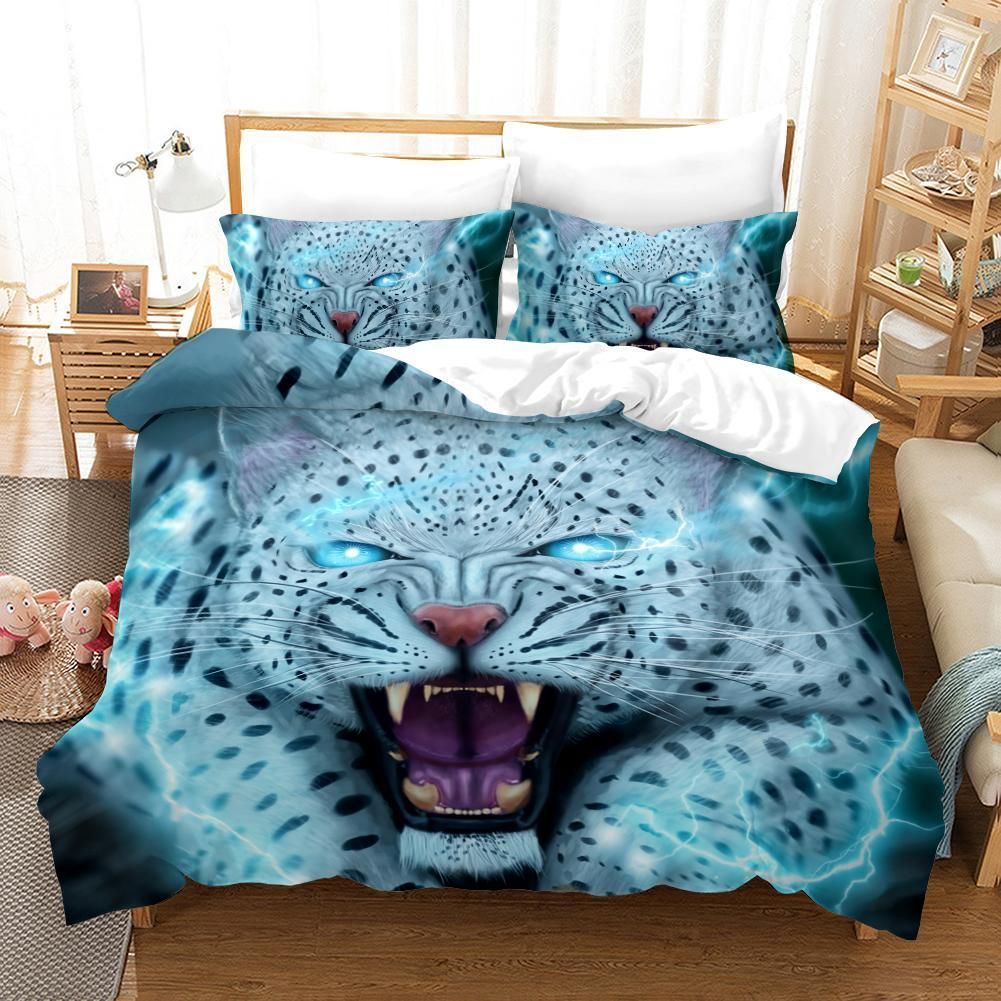 3d Blue Leopard Blue Eyes Bedding Set