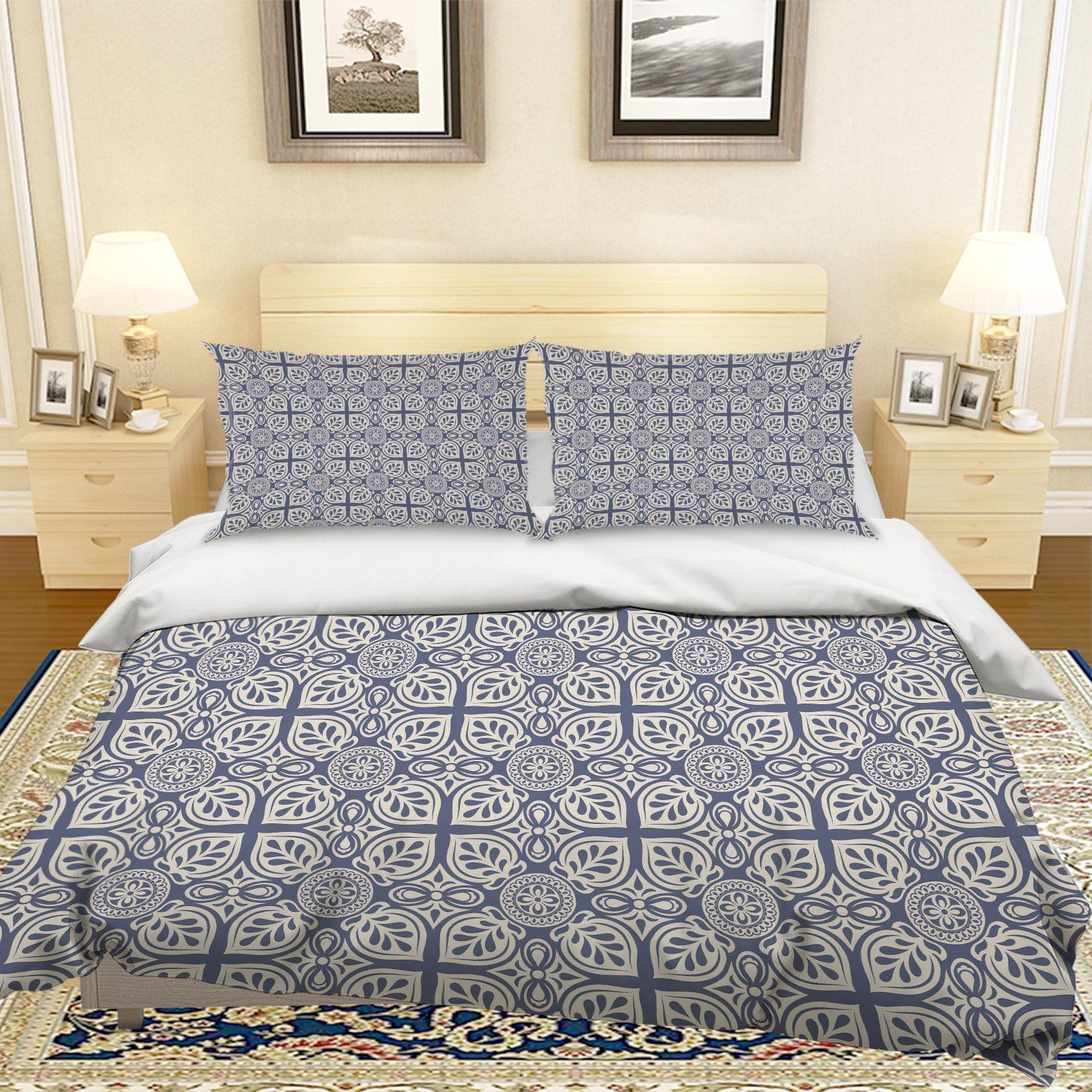 3d Blue Pattern Bedding Set