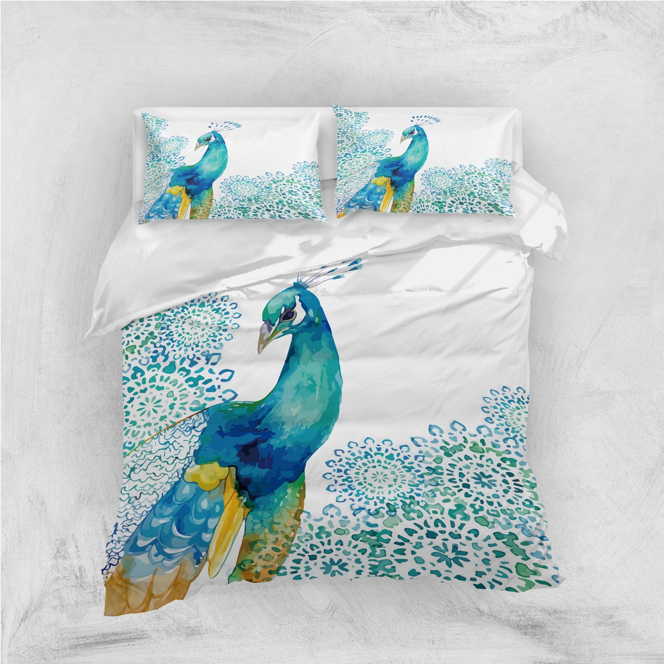 3d Blue Peacock Bedding Set