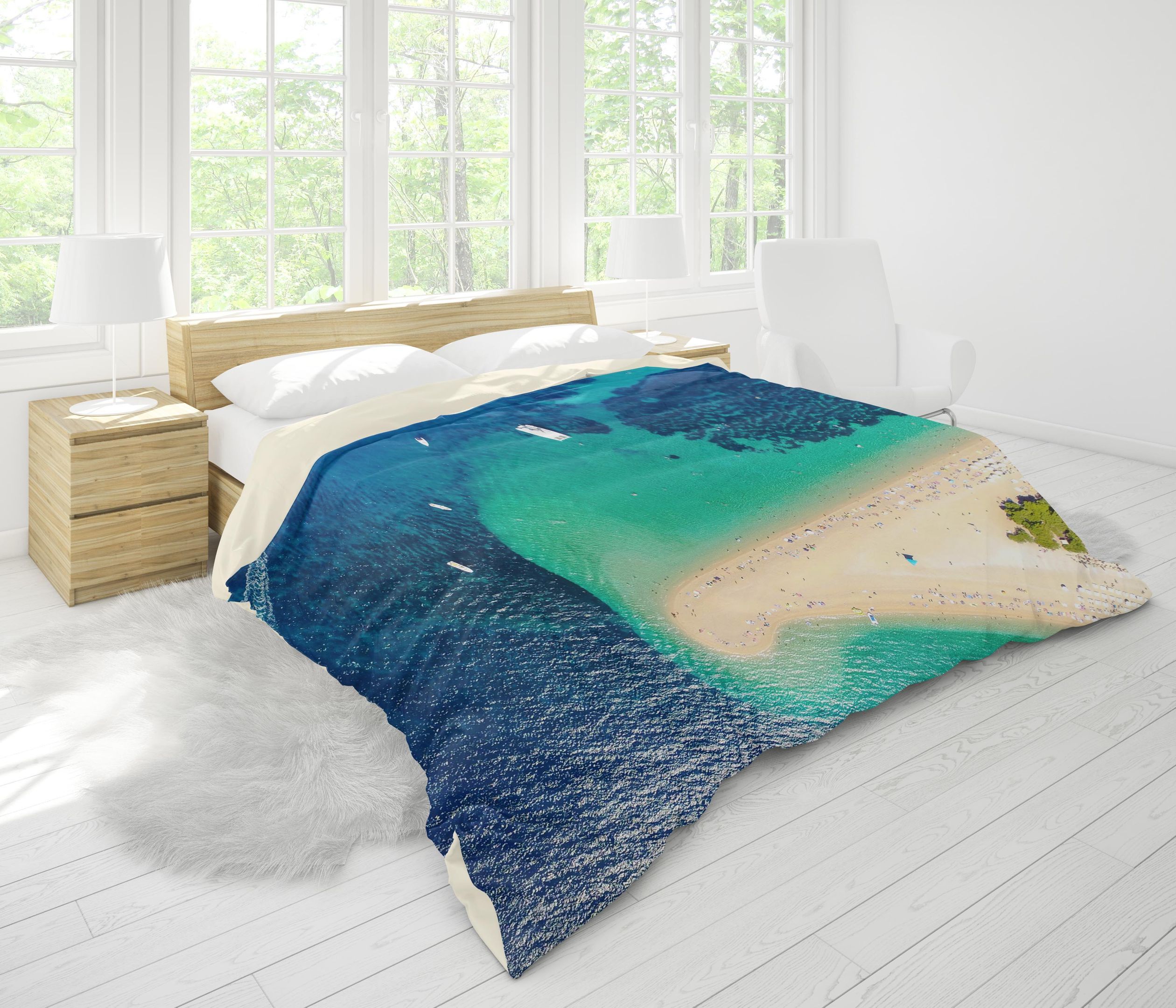 3d Blue Sea Beach Bedding Set