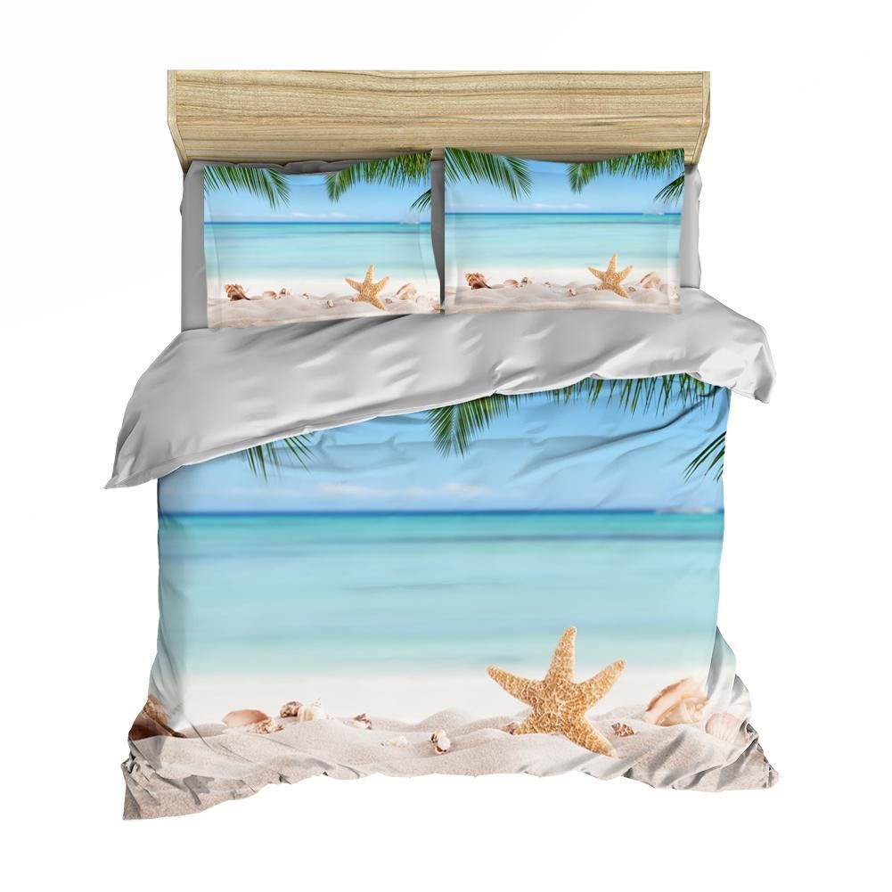 3d Blue Sea Beach Starfish Bedding Set