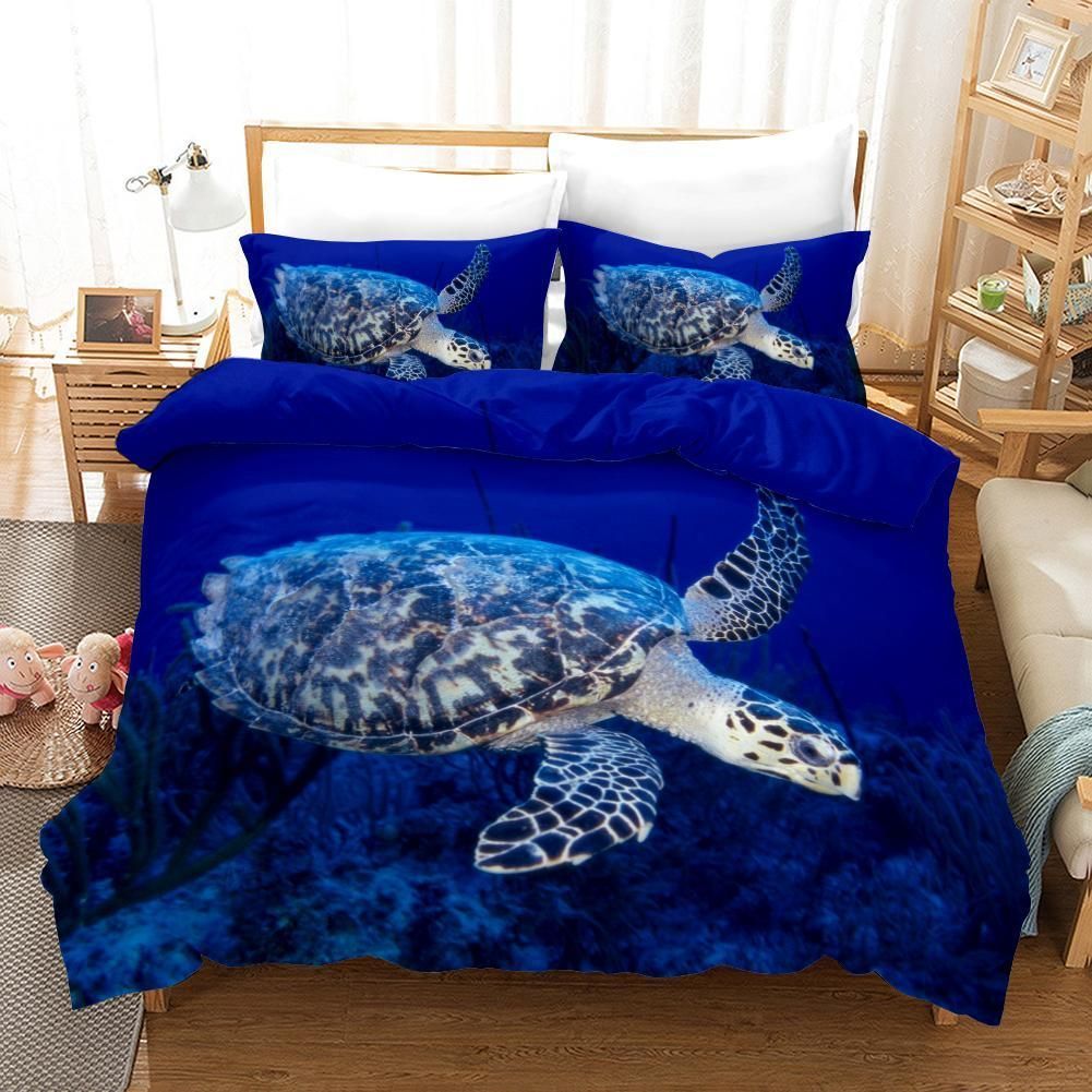3d Blue Sea Turtle Bedding Set