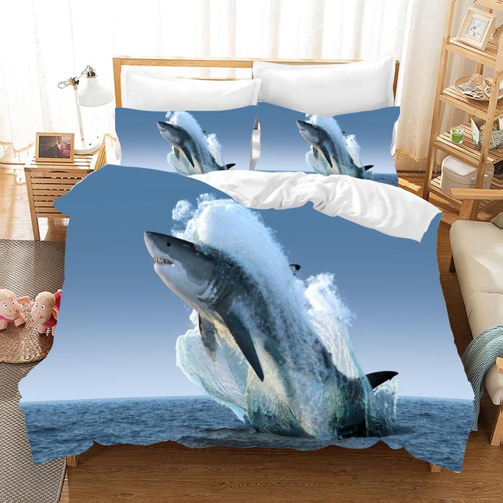 3d Blue Shark Sea Bedding Set