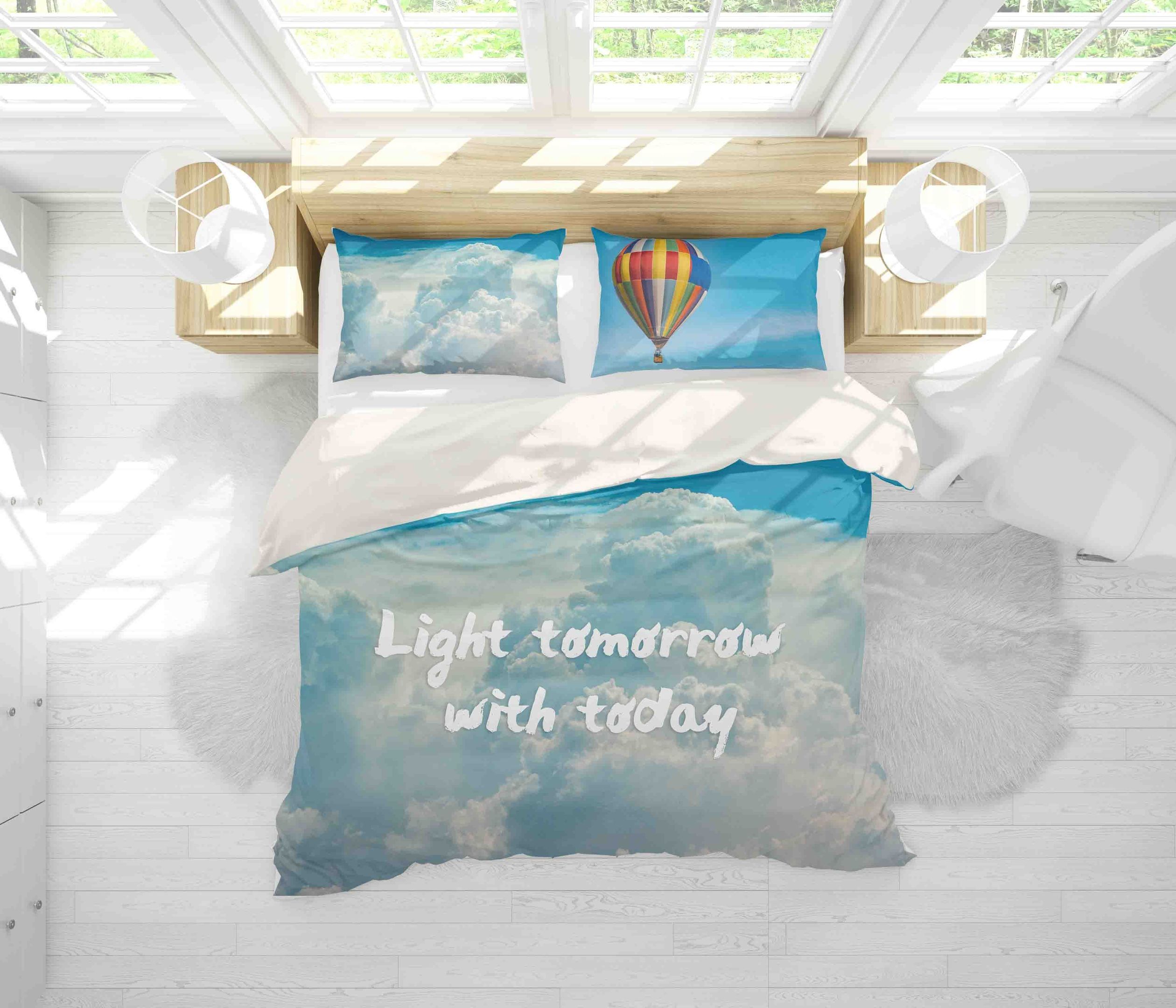 3d Blue Sky Balloon Bedding Set