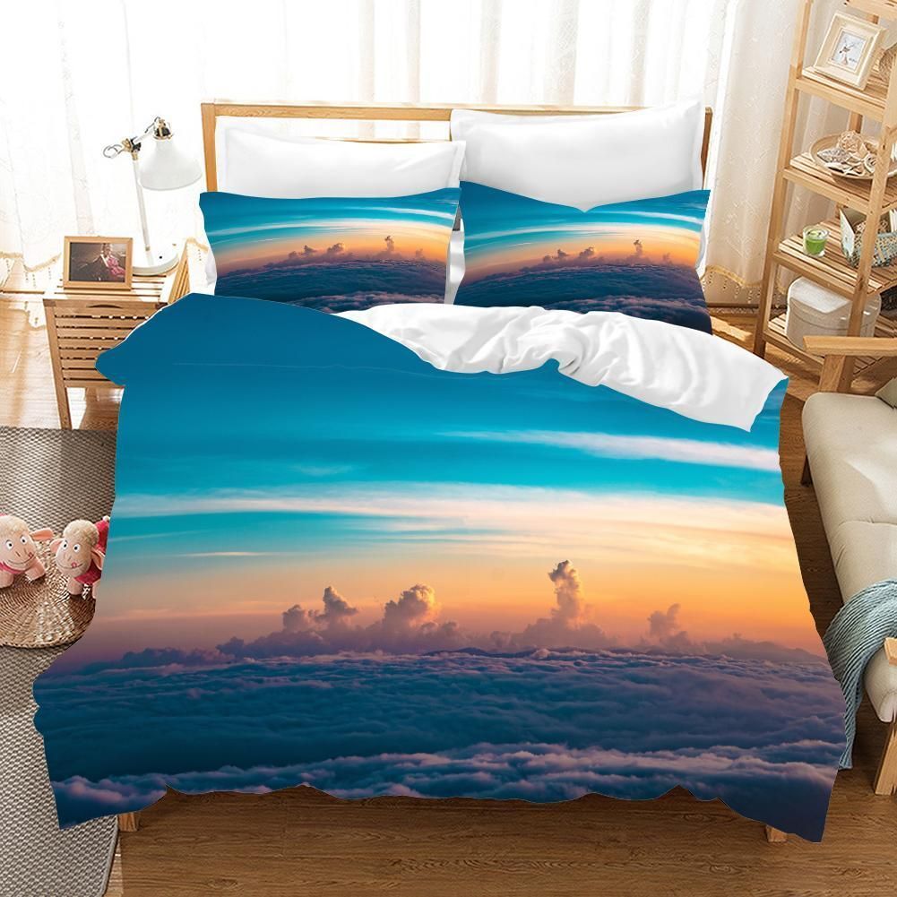3d Blue Sky Clouds Bedding Set