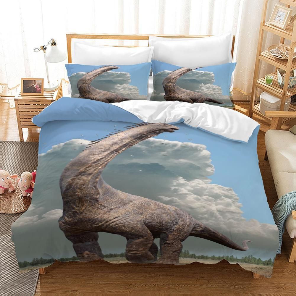 3d Blue Sky Clouds Dinosaur Bedding Set