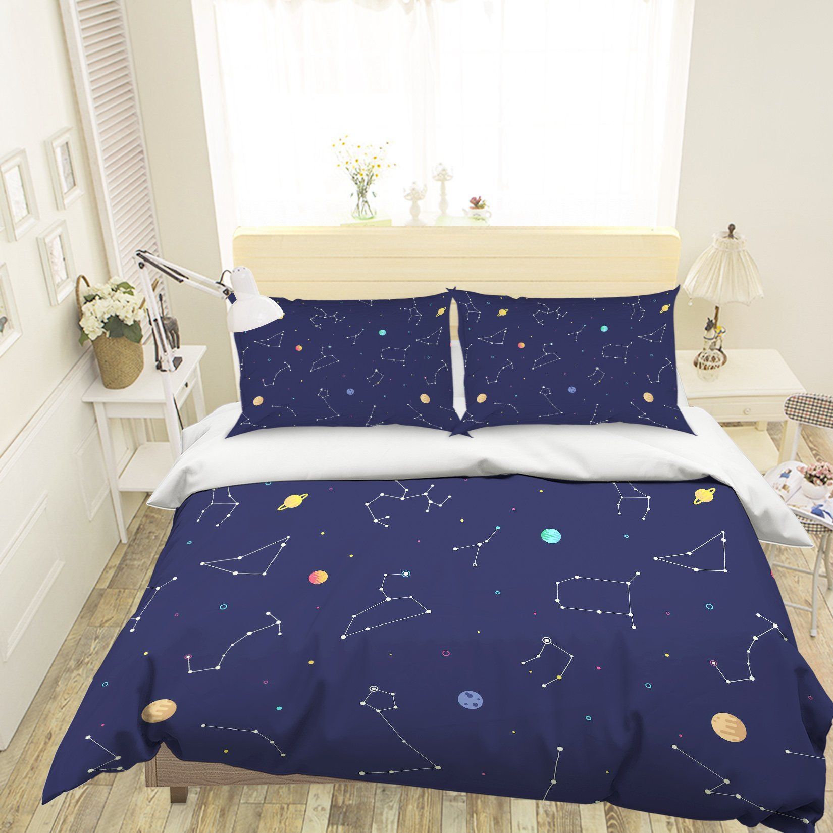 3d Blue Space Constellation Bedding Set