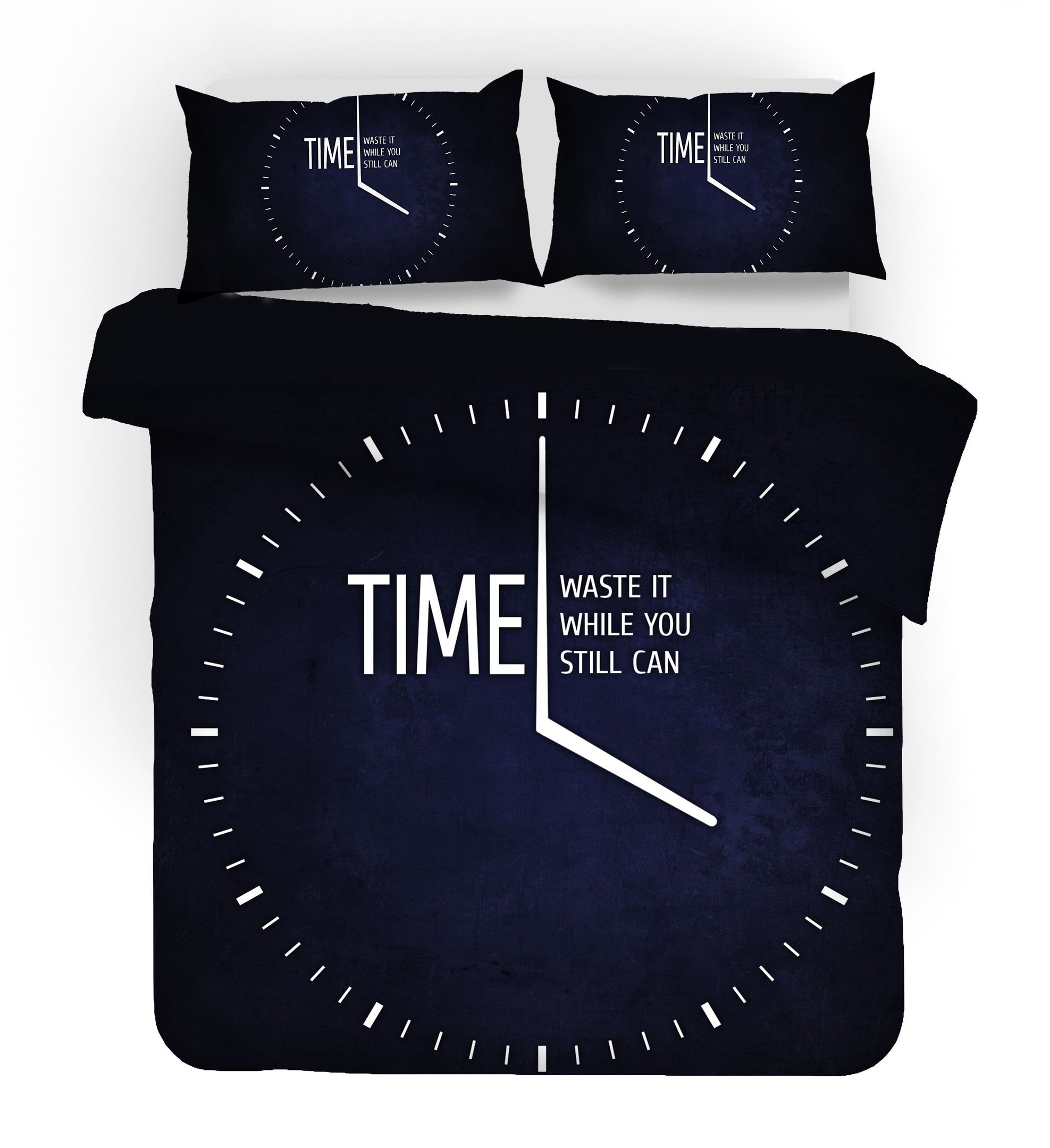 3d Blue Time Clock Bedding Set