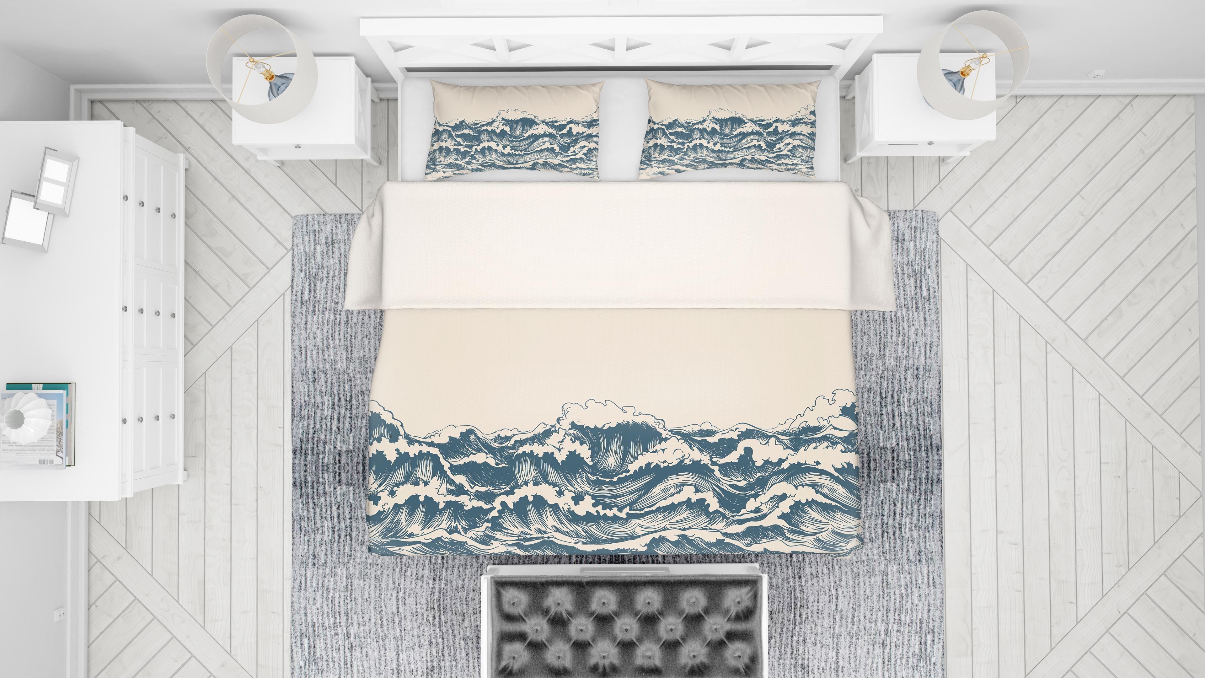 3d Blue Wave Comfortable Bedding Set