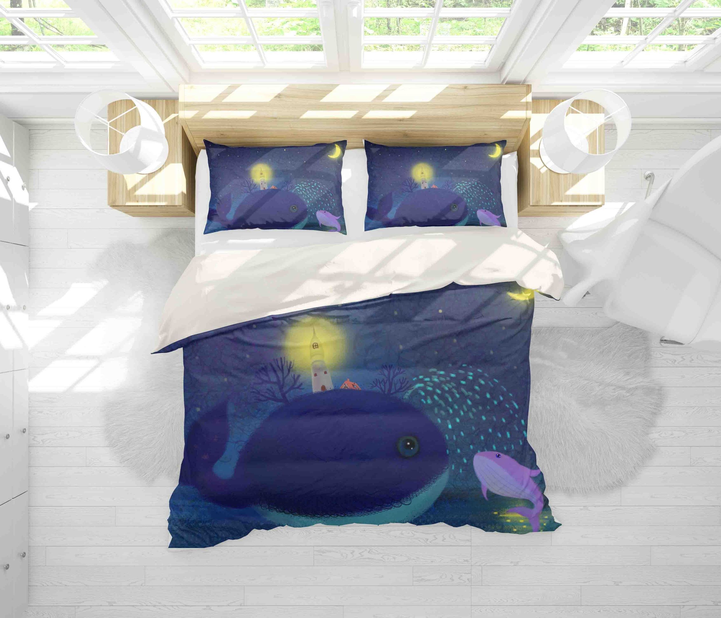 3d Blue Whale Shark Bedding Set
