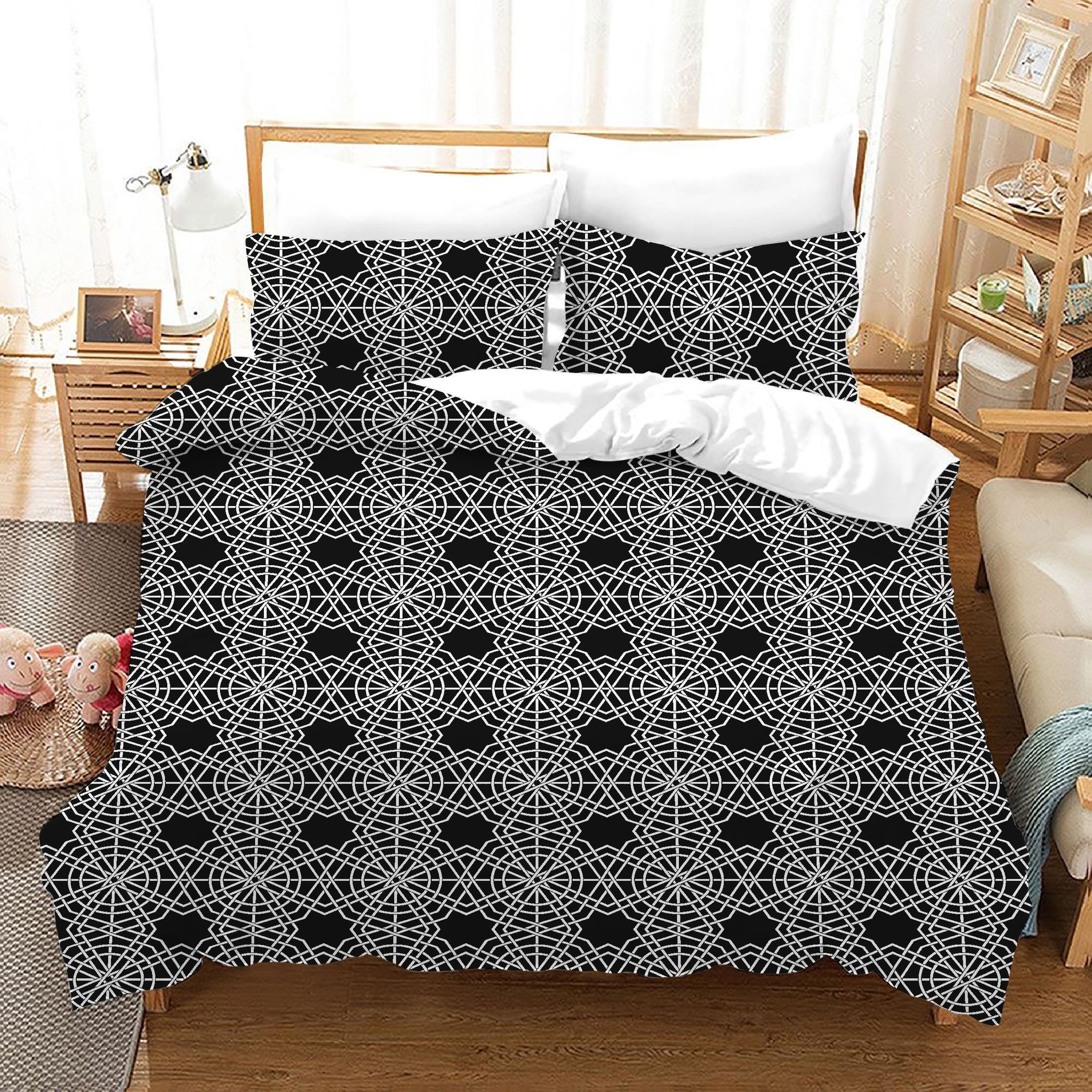 3d Bohemia Floral Black Bedding Set