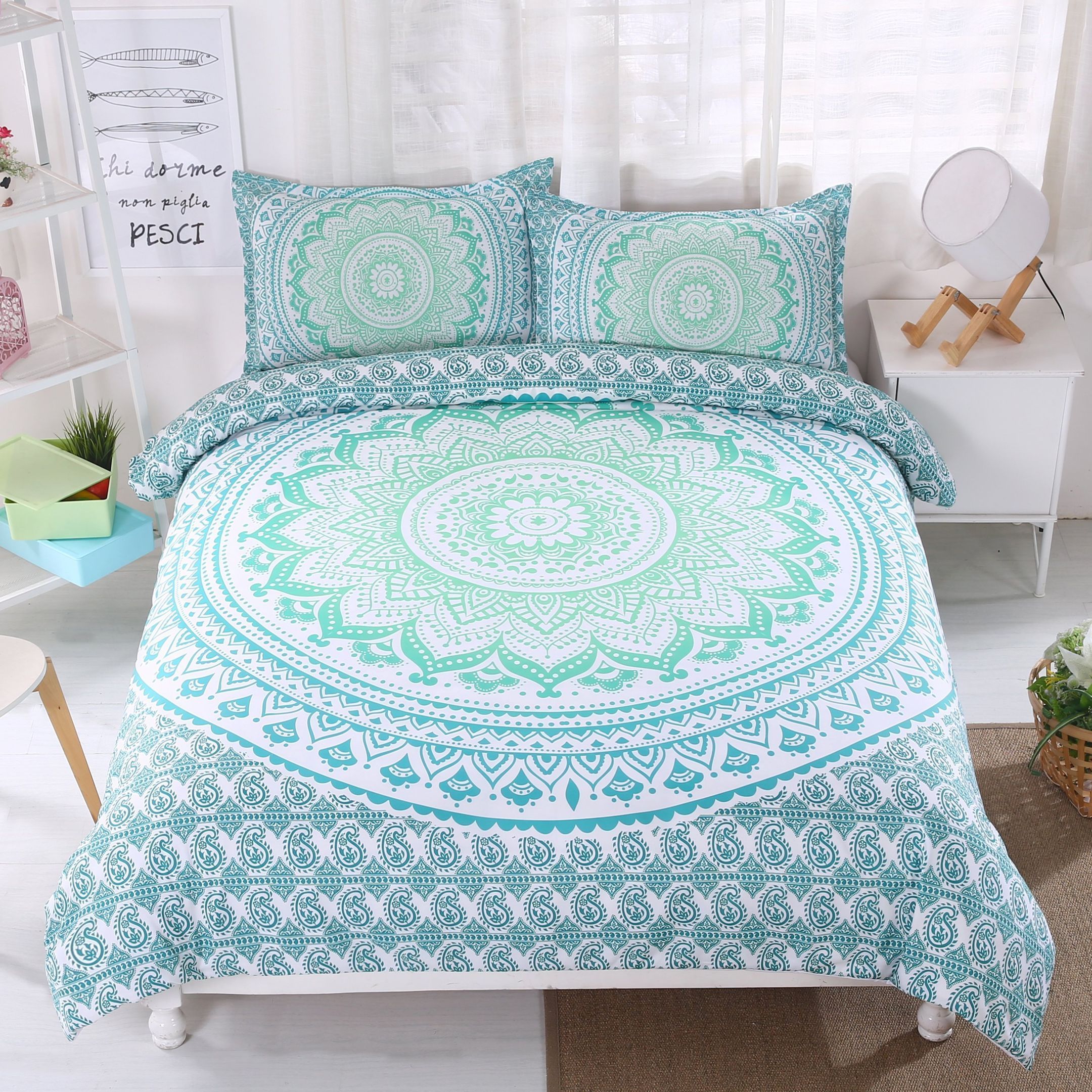 3d Bohemian Green Bedding Set