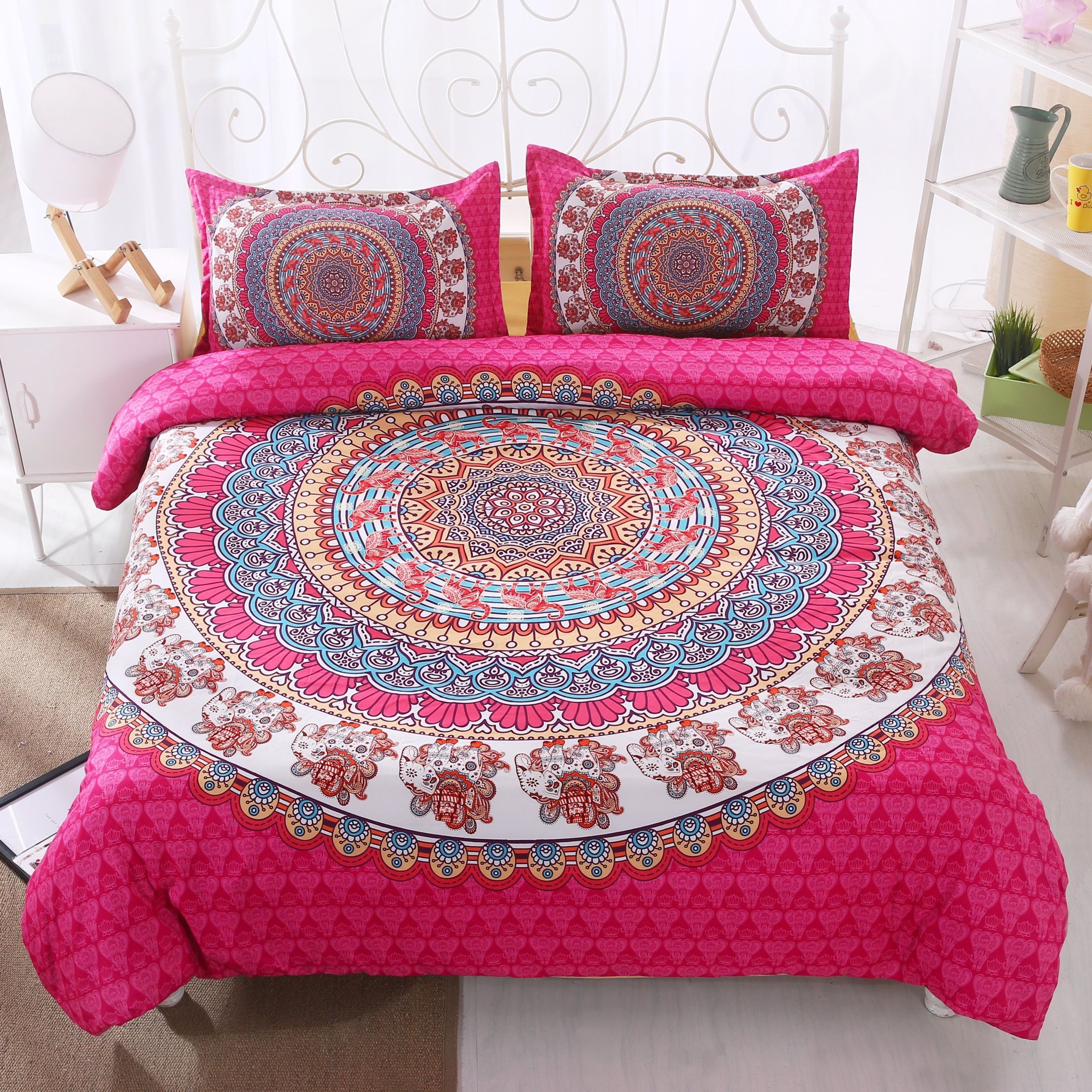 3d Bohemian Rose Pink Bedding Set