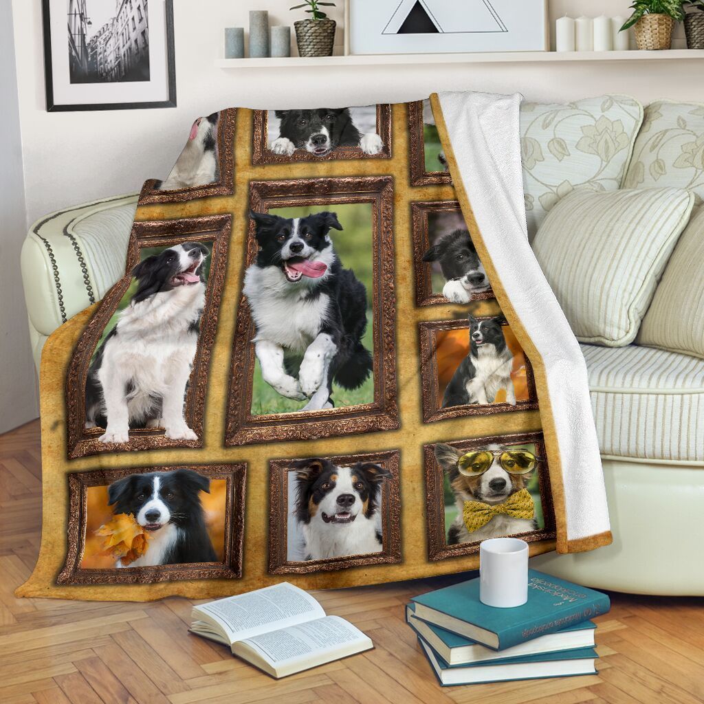 3d Border Collie Sherpa Fleece Blanket