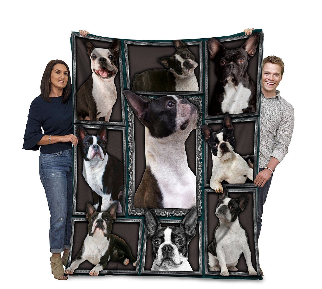 3d Boston Terrier Dog Picture Frames Fleece Blanket