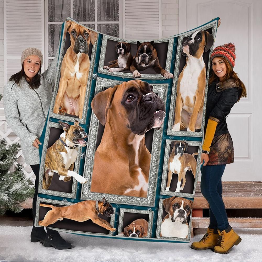 3D Boxer Dog Sherpa Fleece Blanket