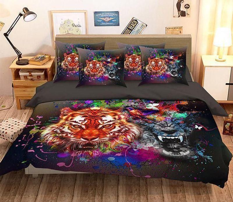 3D Bright Tigers Galaxy Printed Bedding Set