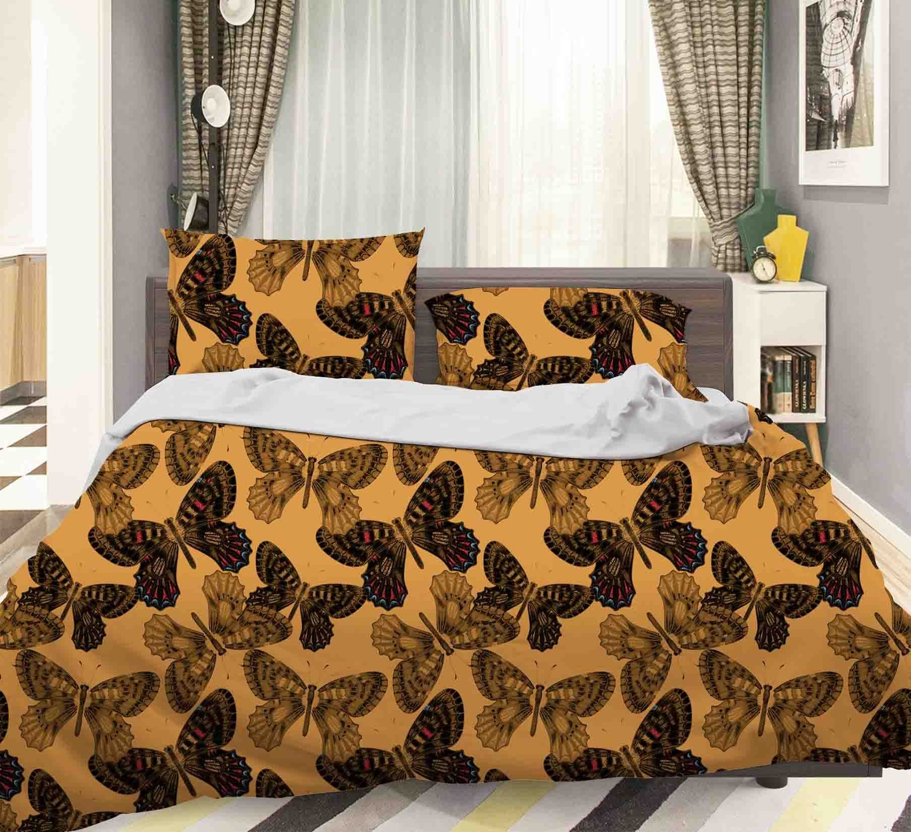 3d Brown Butterfly Bedding Set