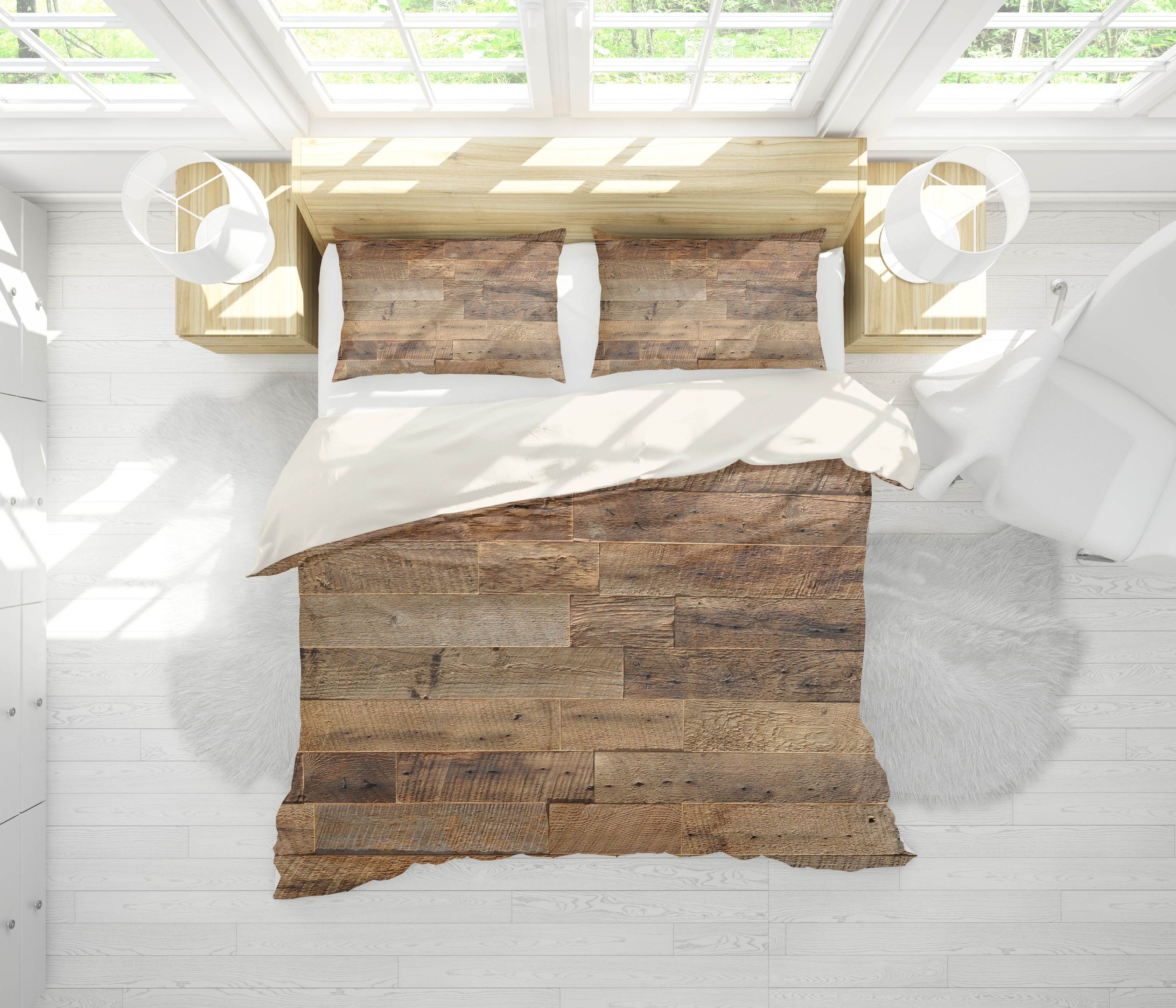 3d Brown Floor Bedding Set