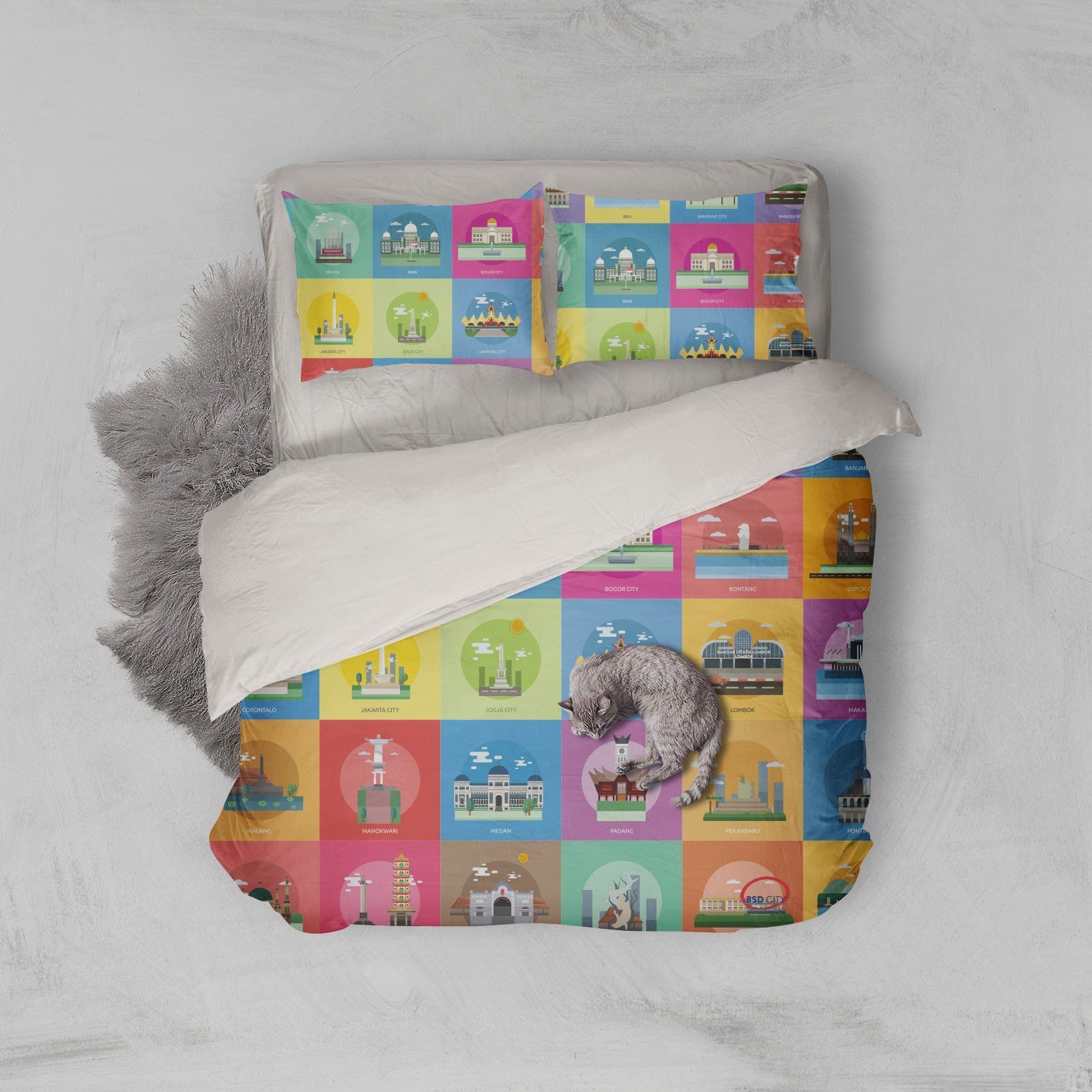 3d Building City Life Bedding Set