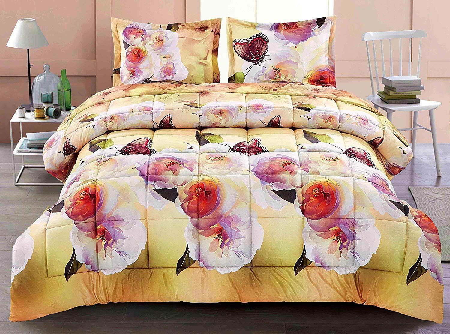 3d Butterfly Camellia Bedding Set