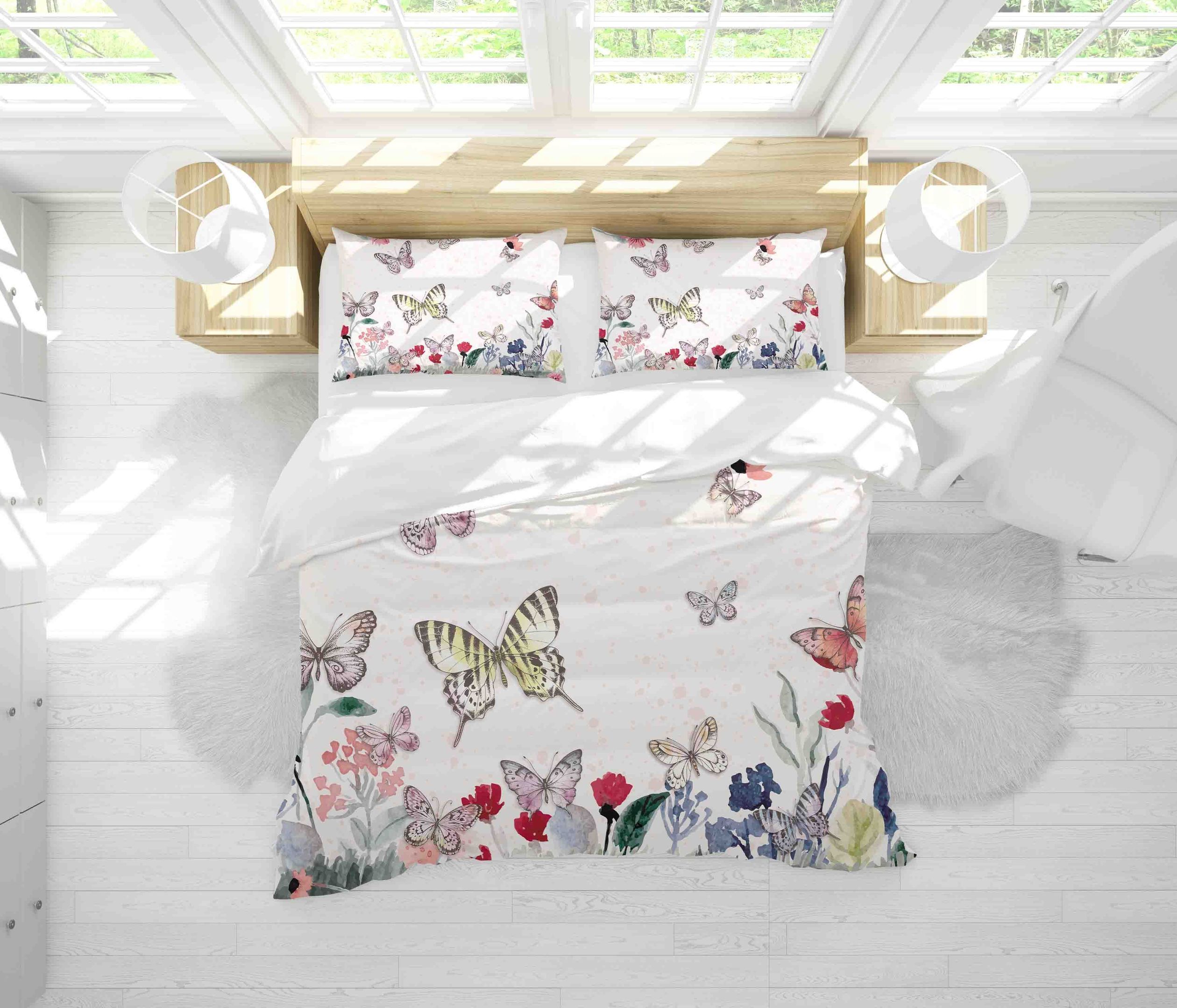 3d Butterfly Floral Bedding Set