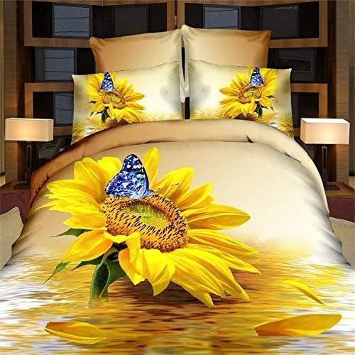 3d Butterfly Sunflower Bedding Set
