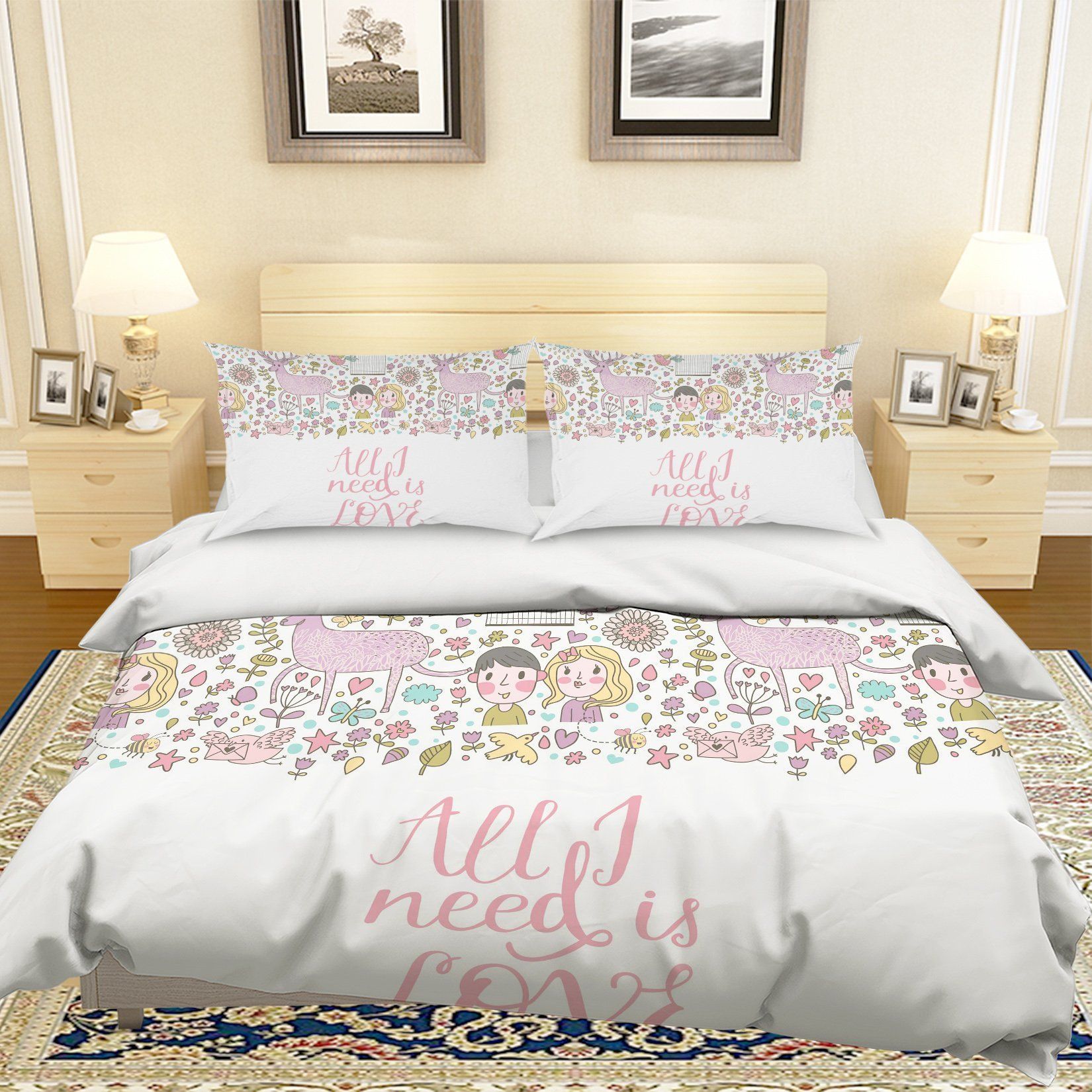 3d Cartoon Animal Flower Bedding Set