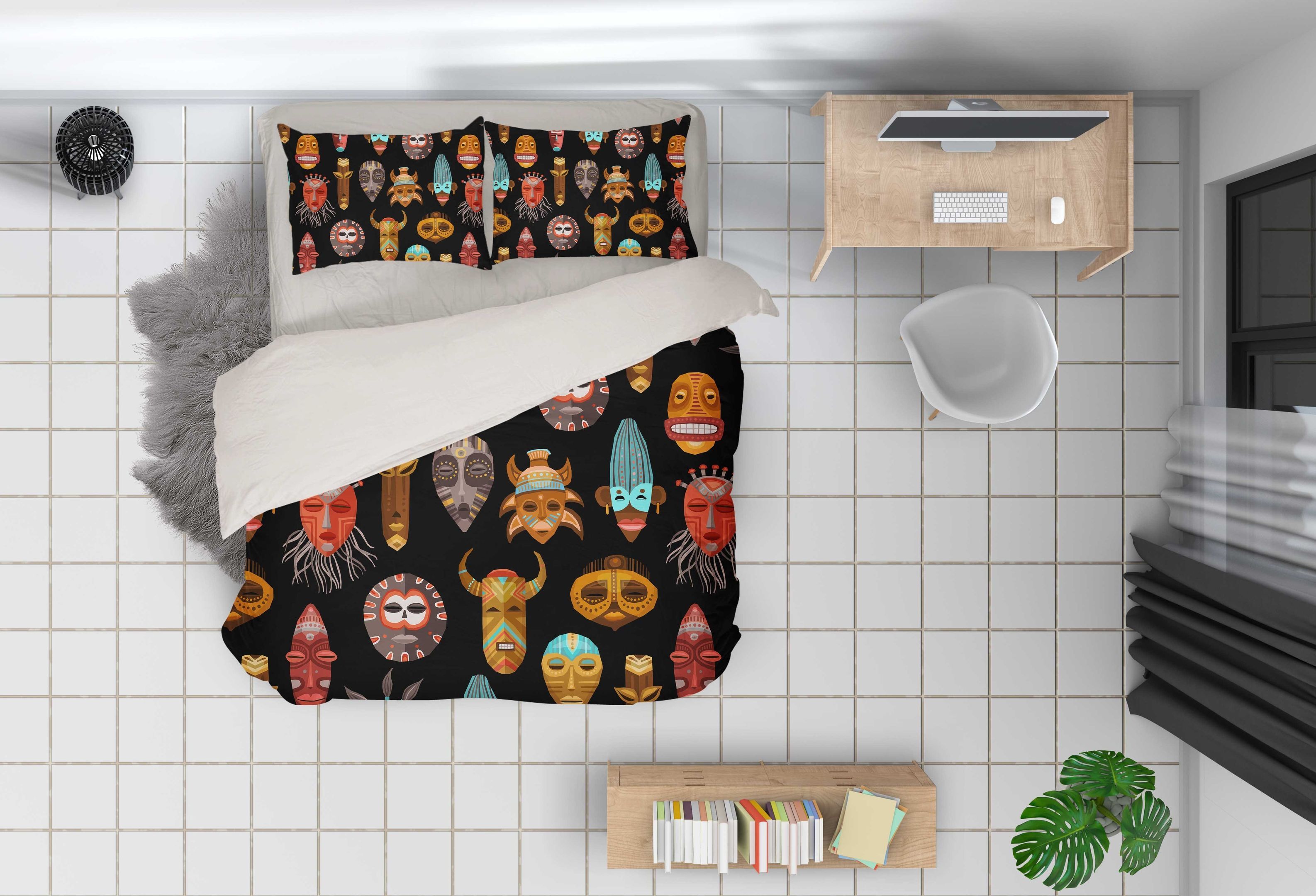 3d Cartoon Animal Head Bedding Set
