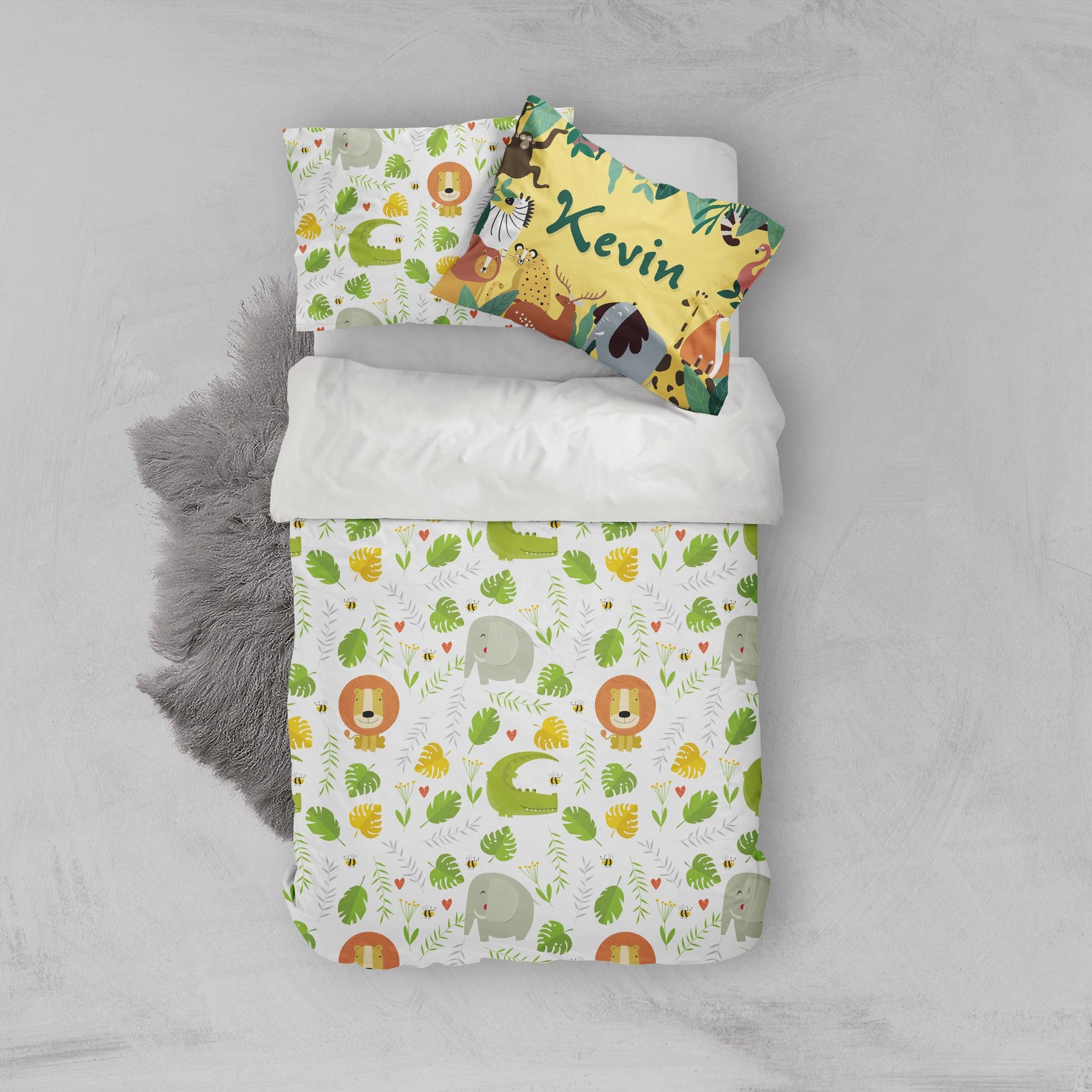 3d Cartoon Animal Leaves Bedding Set