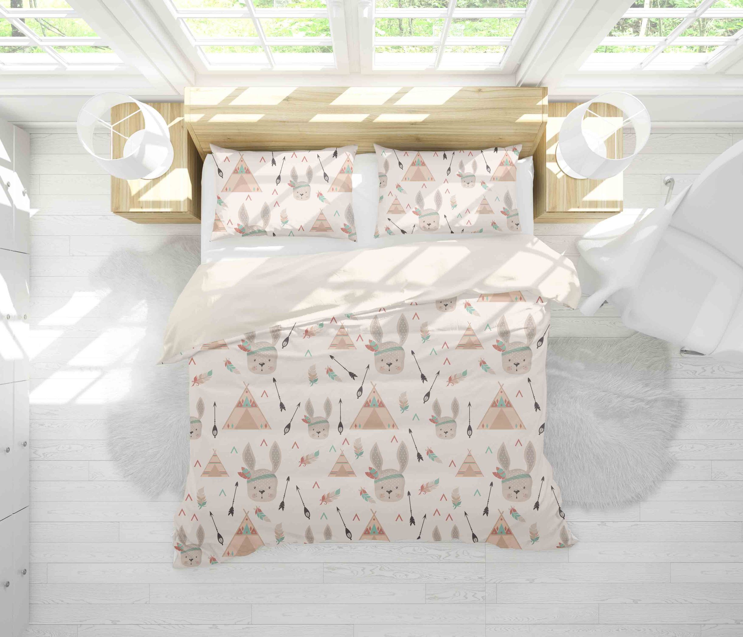 3d Cartoon Arrow Tent Rabbit Bedding Set