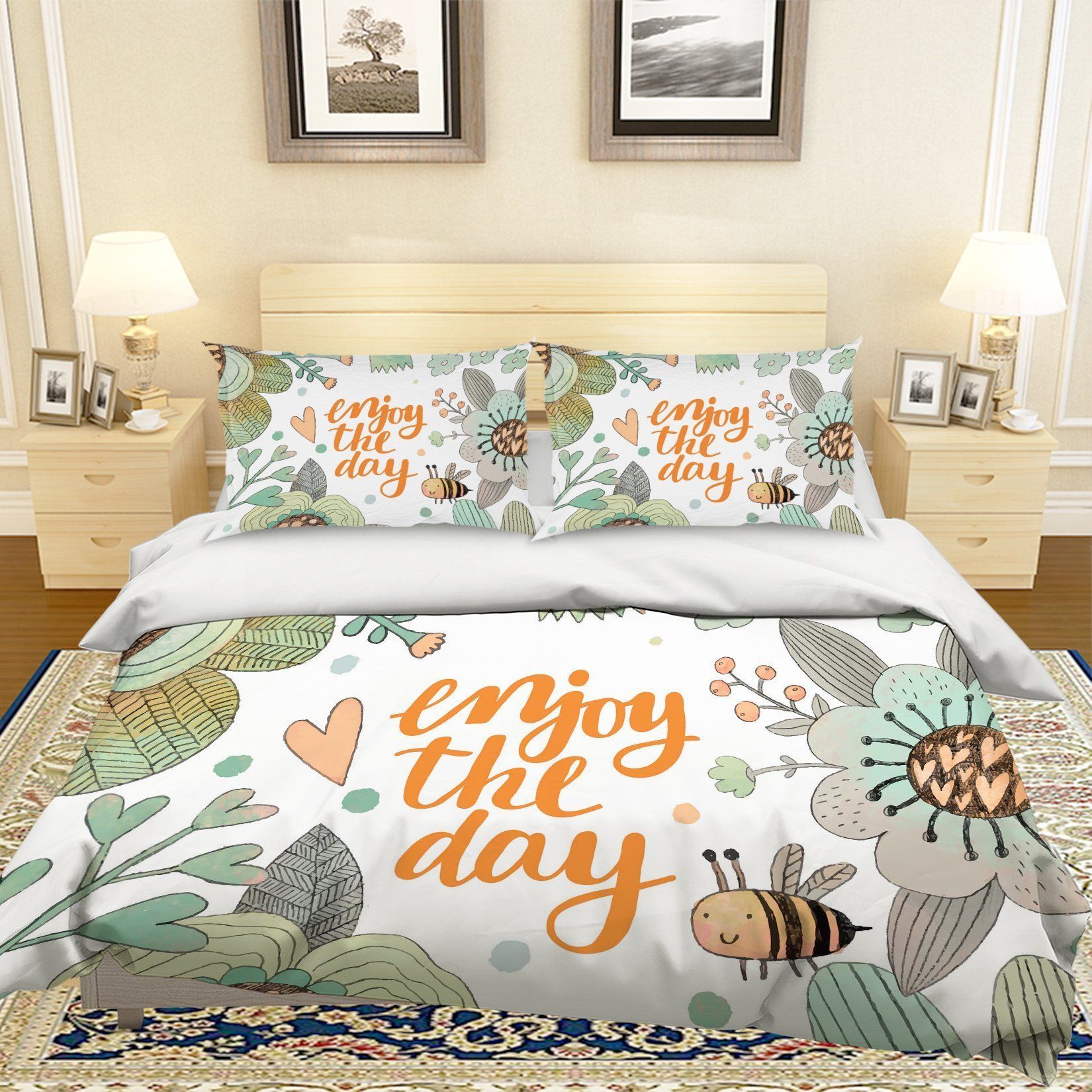 3d Cartoon Bee Flower Bedding Set